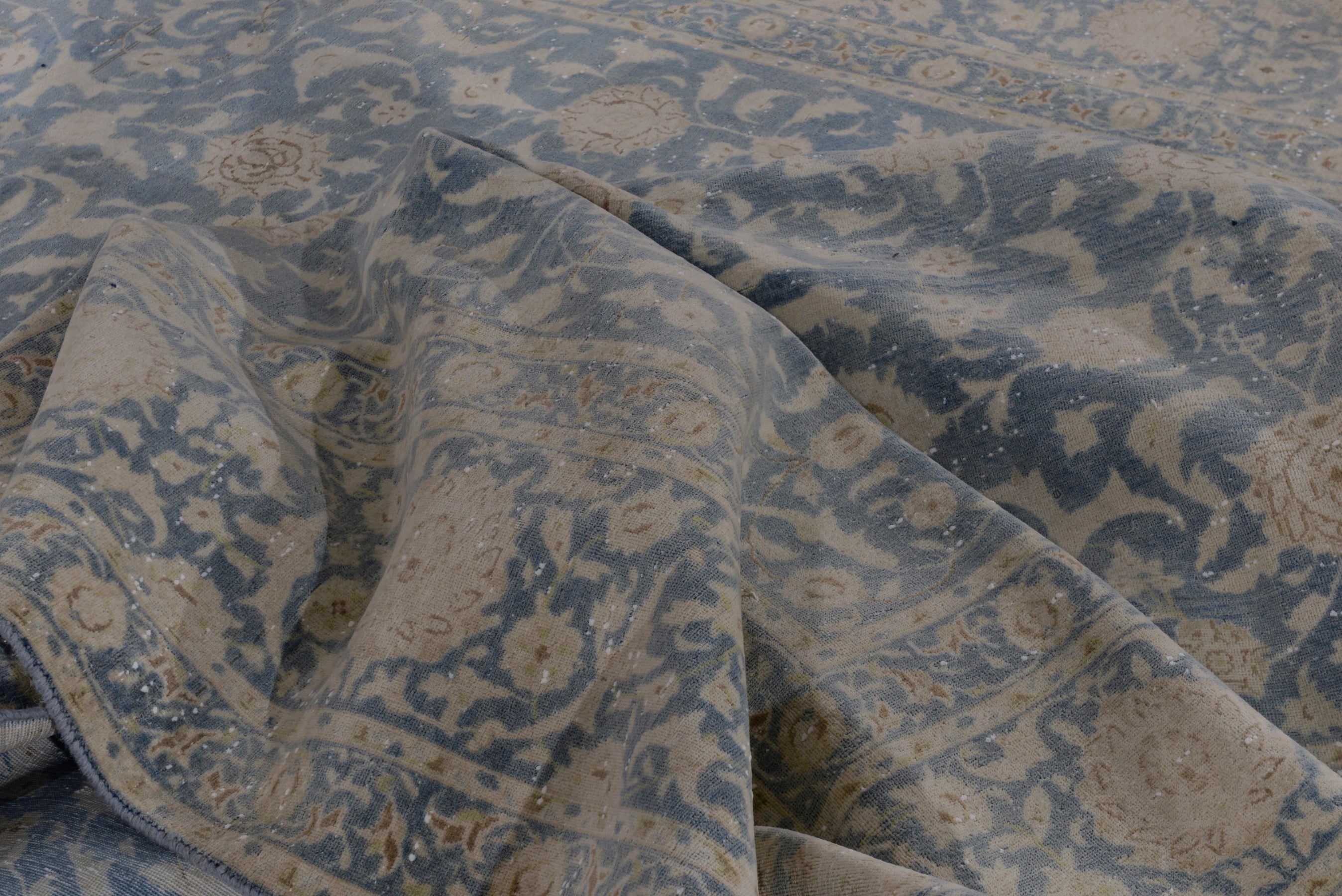 Persian Kashan oversized rug in denim and greige, view 14 of 17