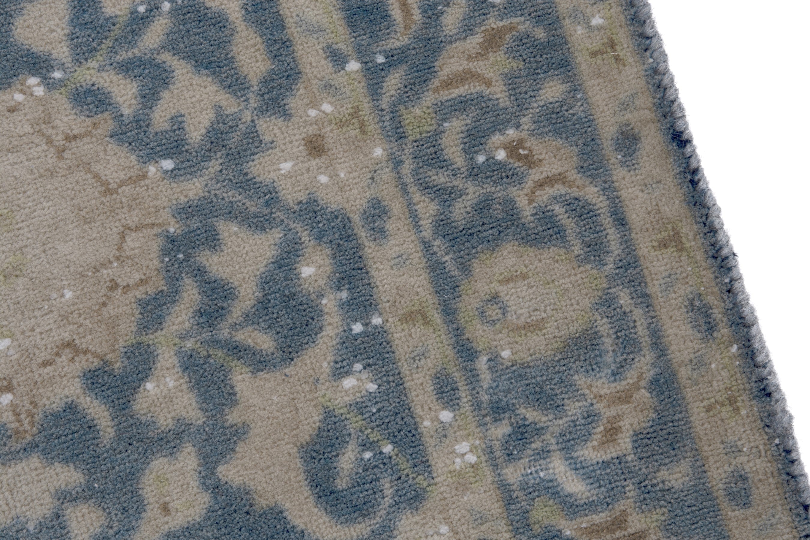 Persian Kashan oversized rug in denim and greige, view 7 of 17