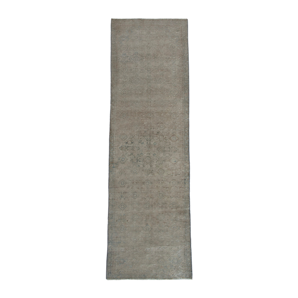 Persian Mahal runner rug in taupe and greige, 3'1" x 10'6"