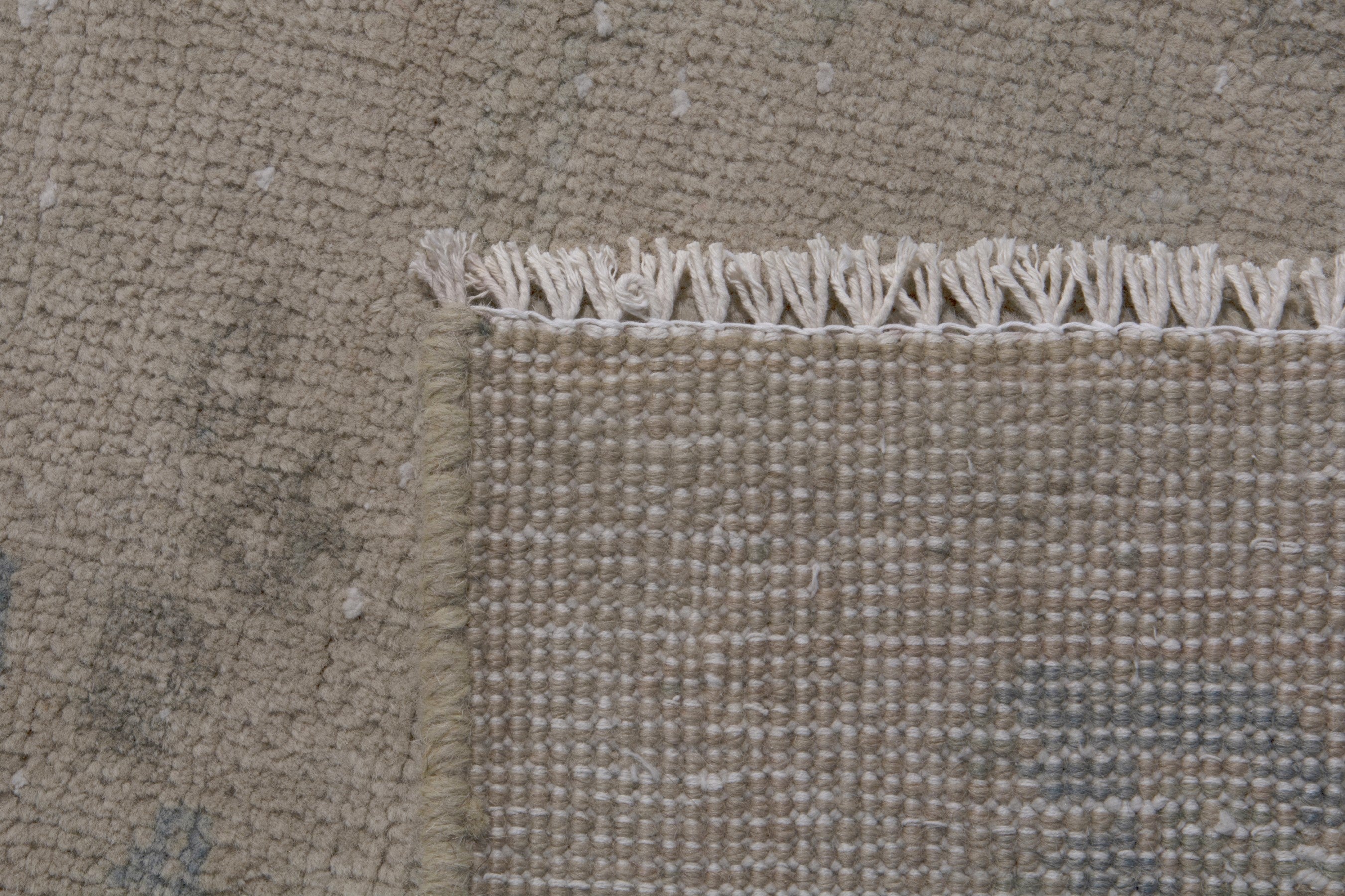 Persian Mahal area rug in greige and dusty blue, view 17 of 17