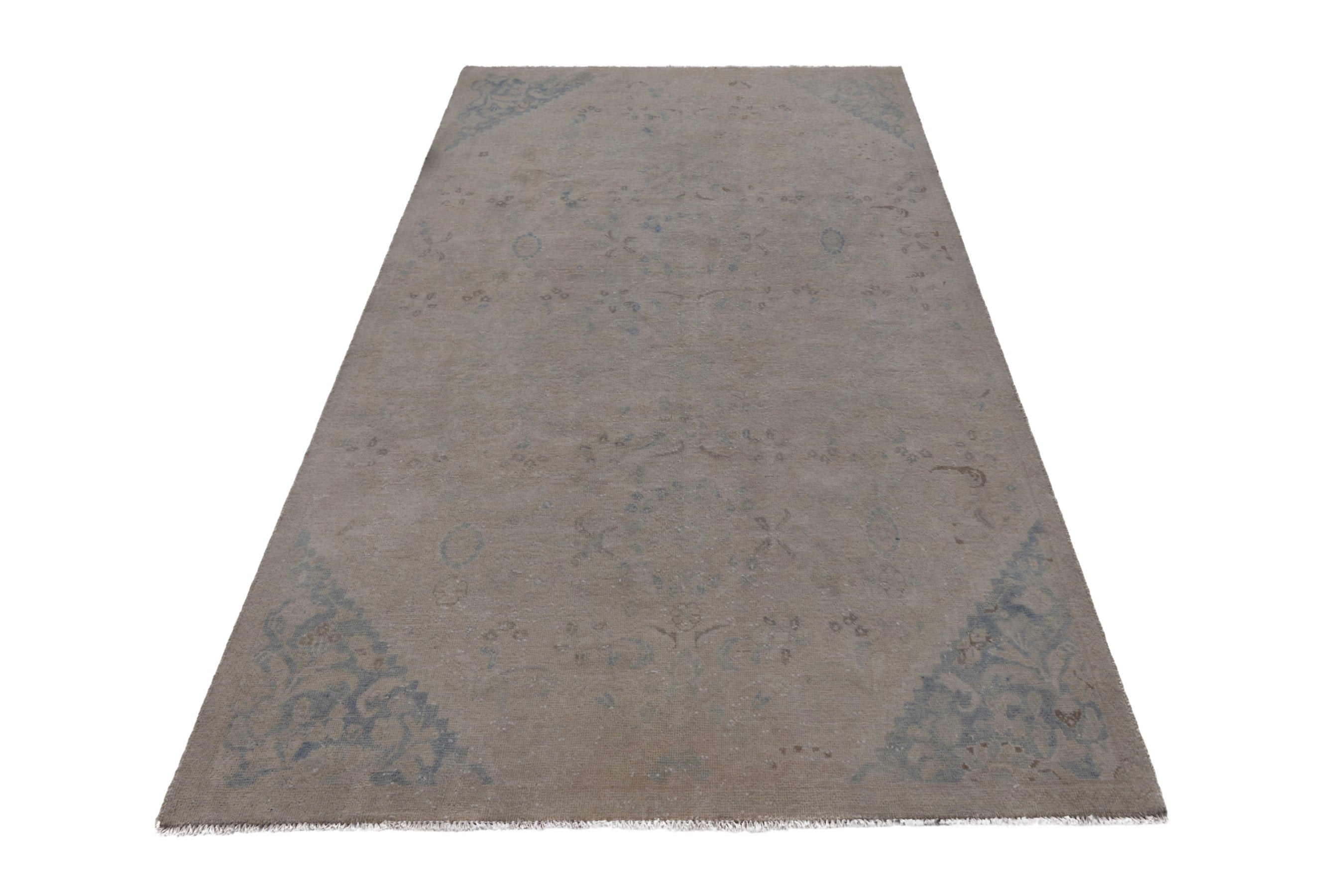 Persian Mahal area rug in greige and dusty blue, view 3 of 17