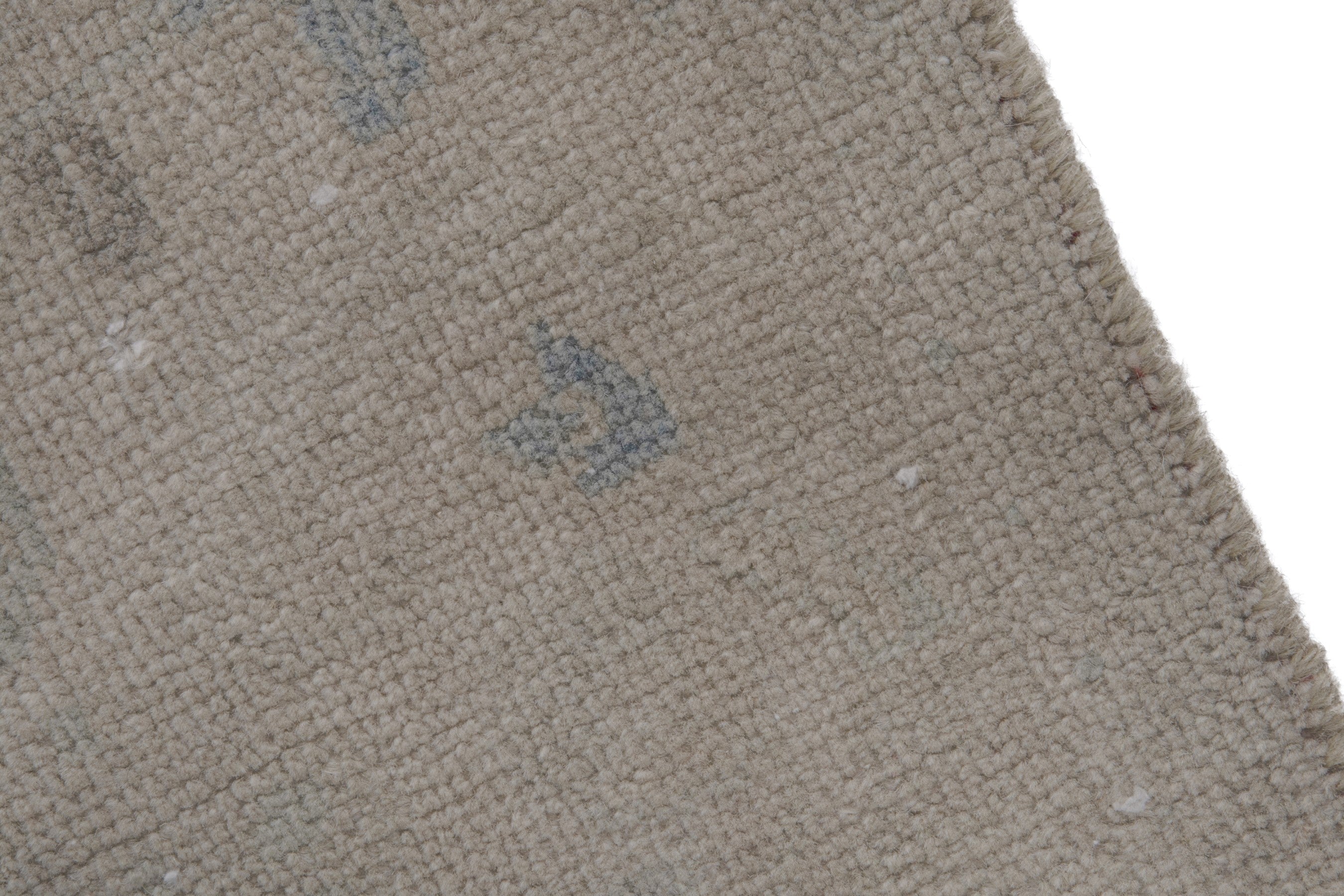 Persian Mahal area rug in greige and dusty blue, view 7 of 17