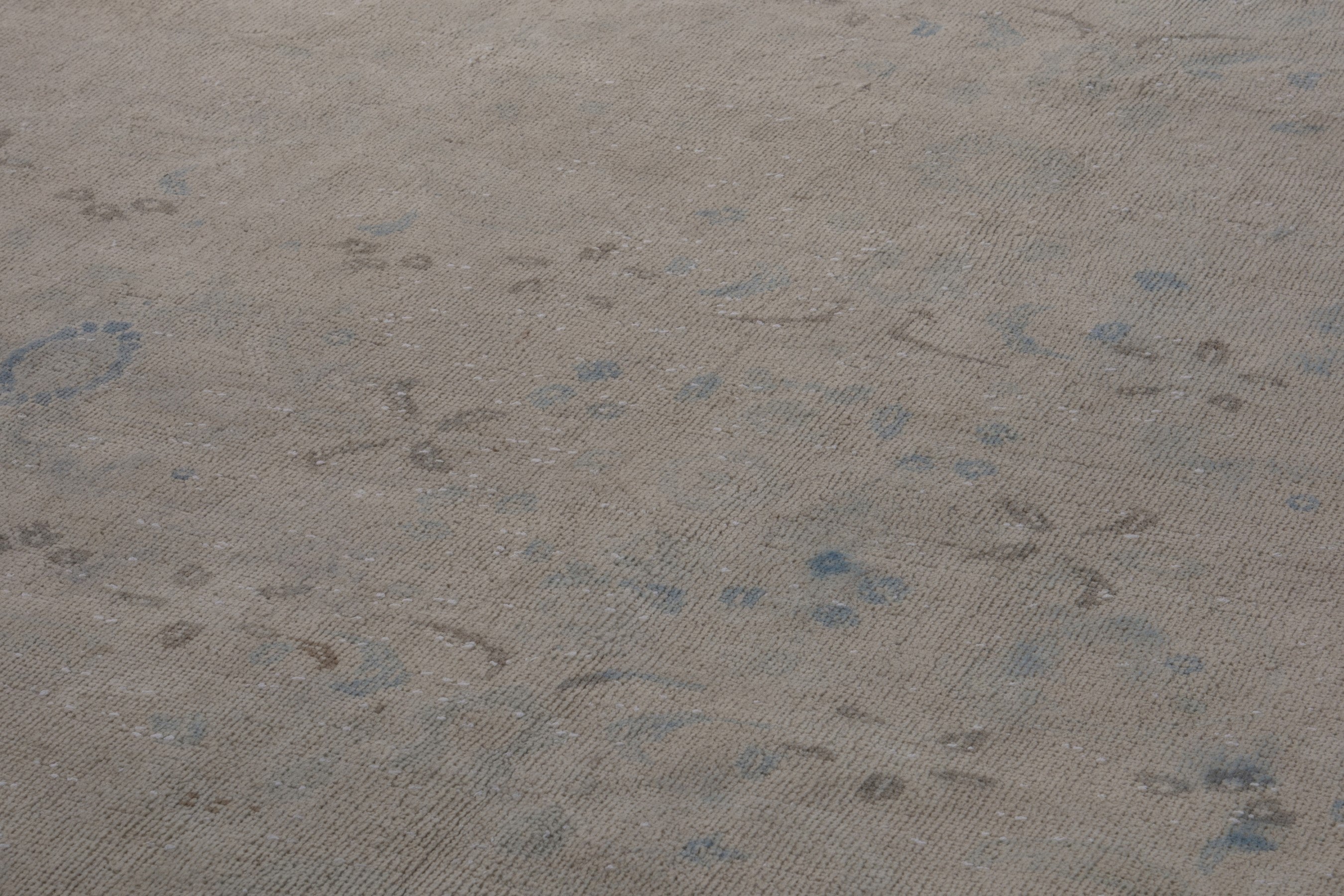 Persian Mahal area rug in greige and dusty blue, view 9 of 17
