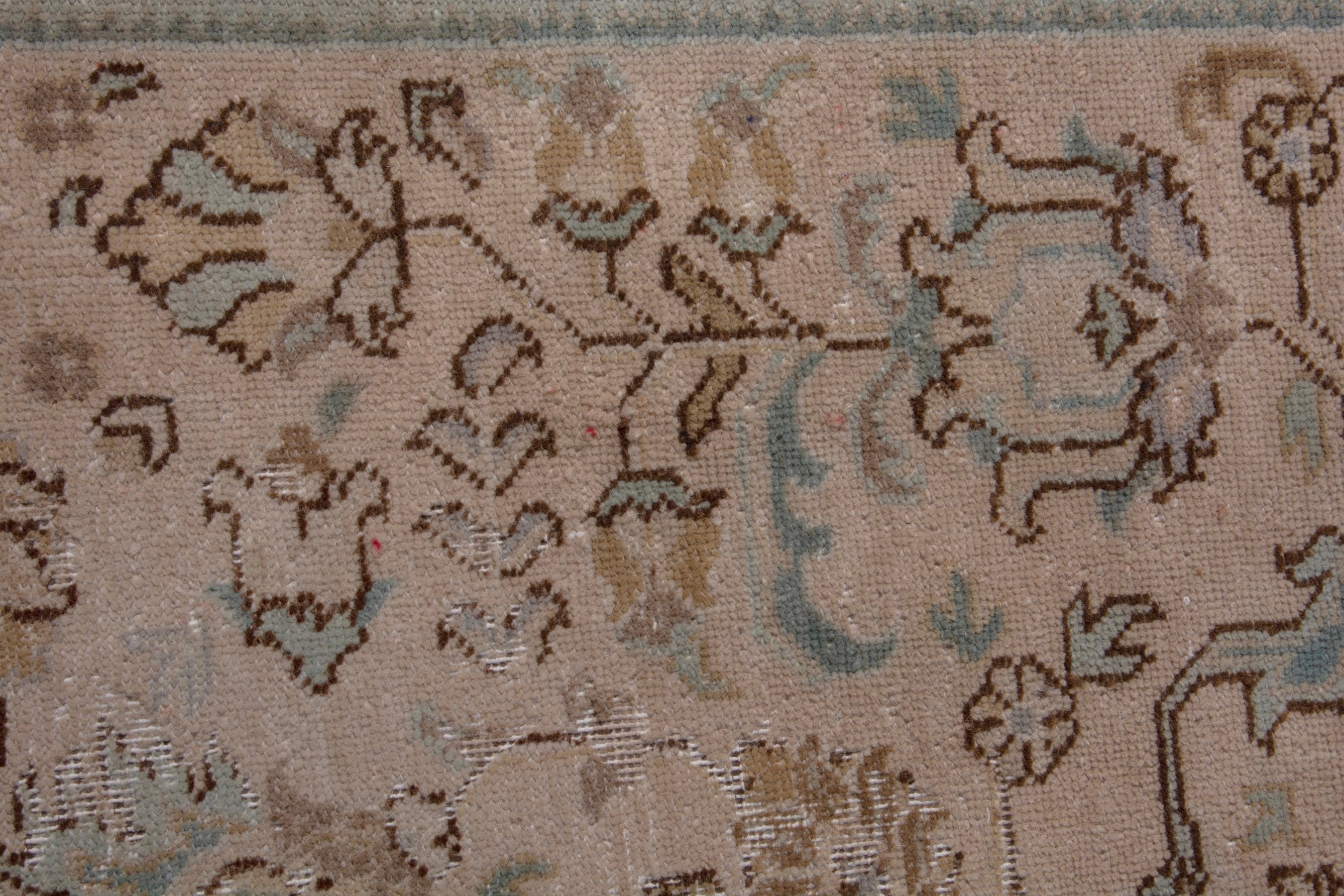 Persian Tabriz area rug in dusty rose and faded red, view 13 of 20