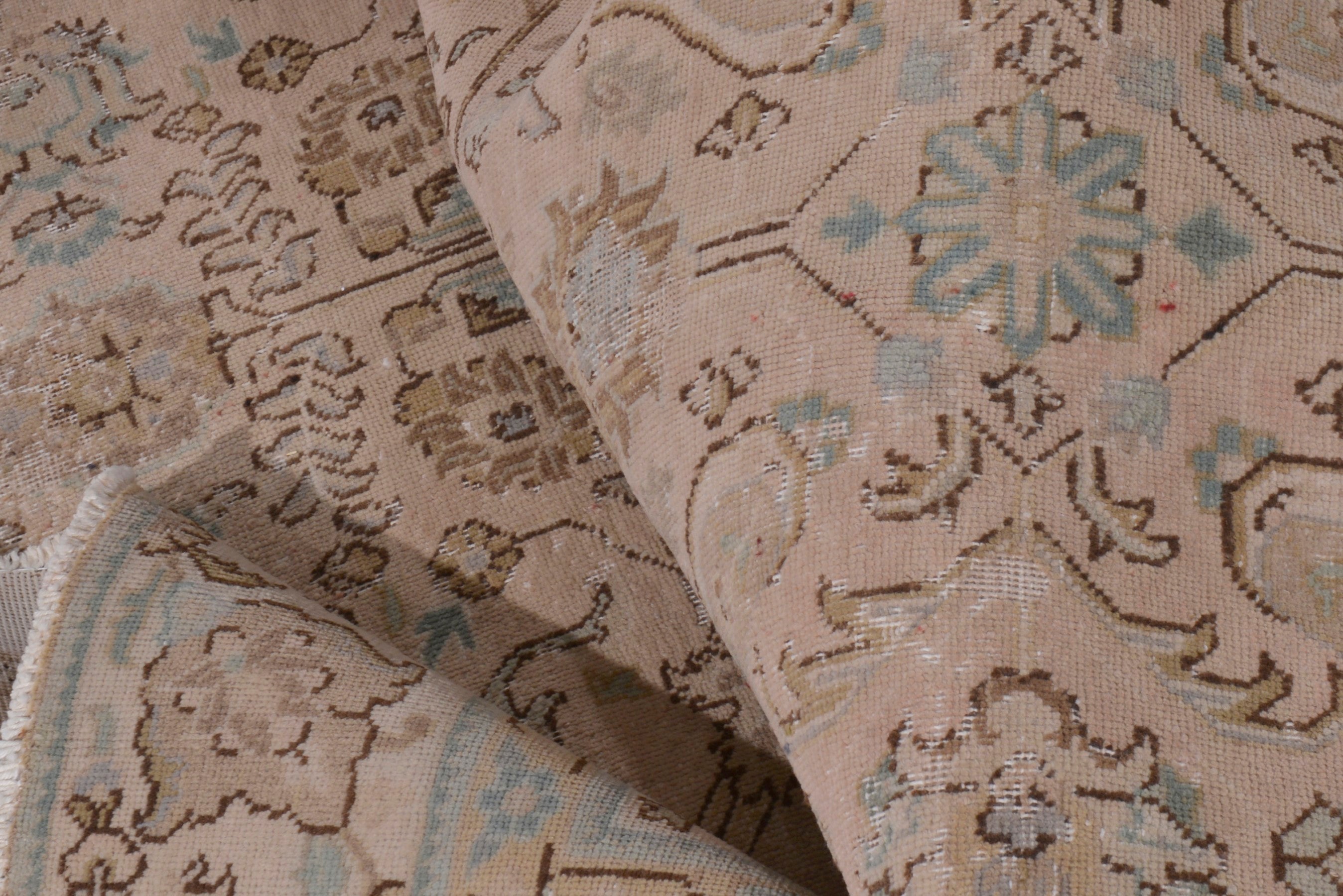 Persian Tabriz area rug in dusty rose and faded red, view 15 of 20