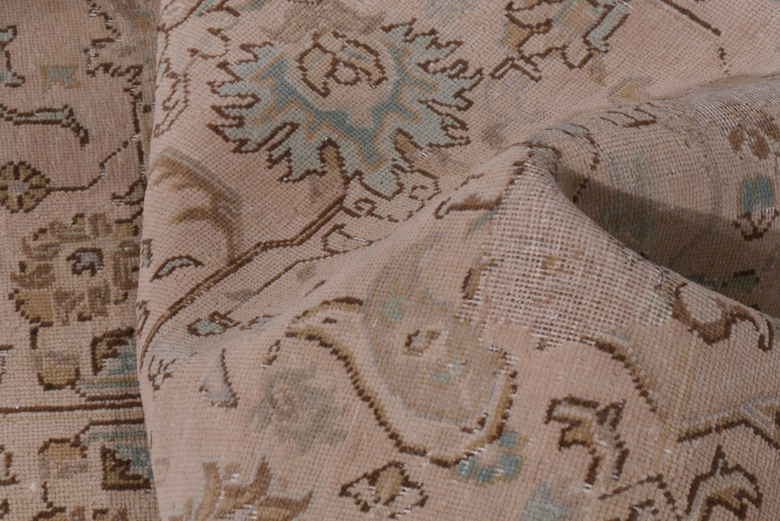 Persian Tabriz area rug in dusty rose and faded red, view 18 of 20