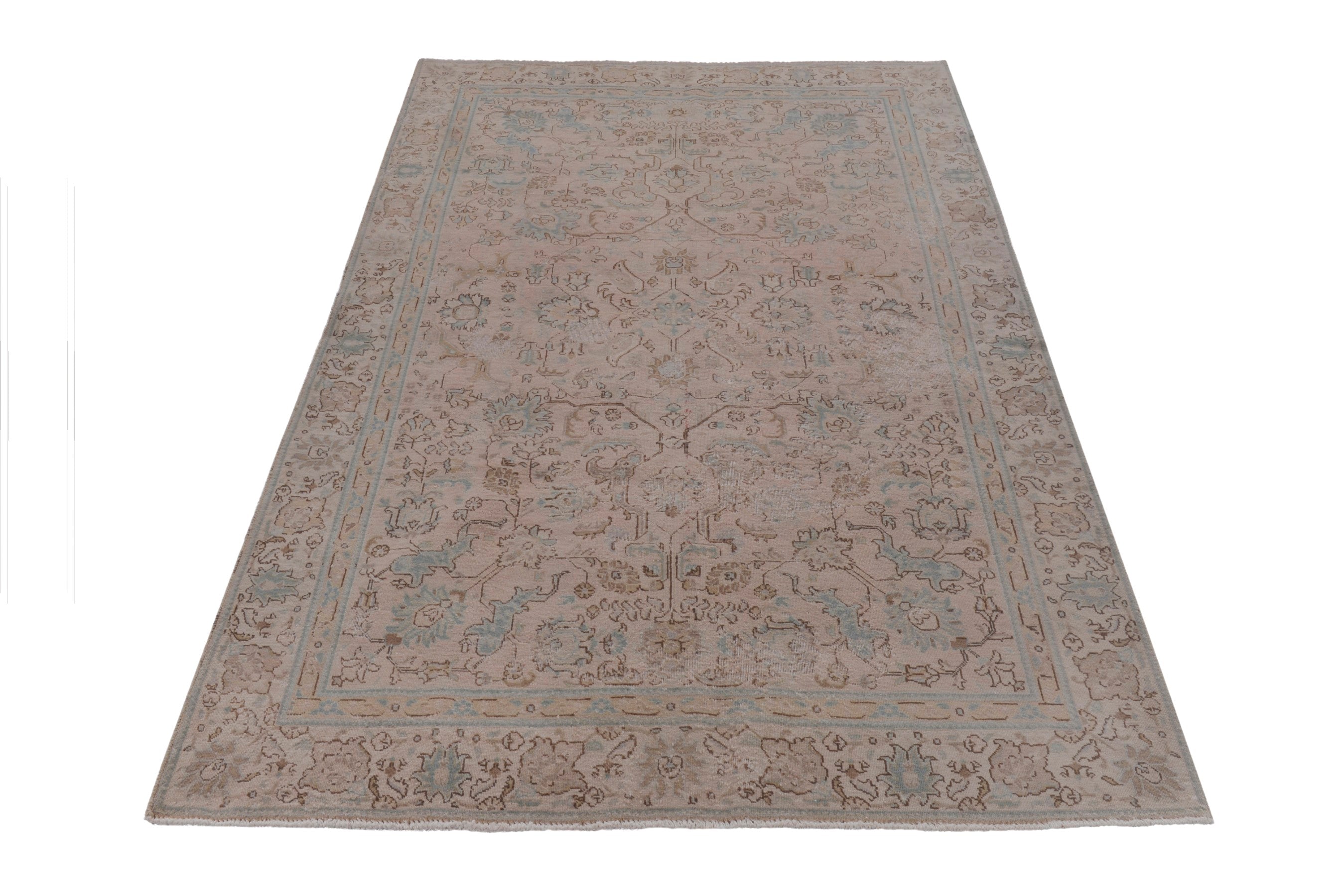 Persian Tabriz area rug in dusty rose and faded red, view 2 of 20