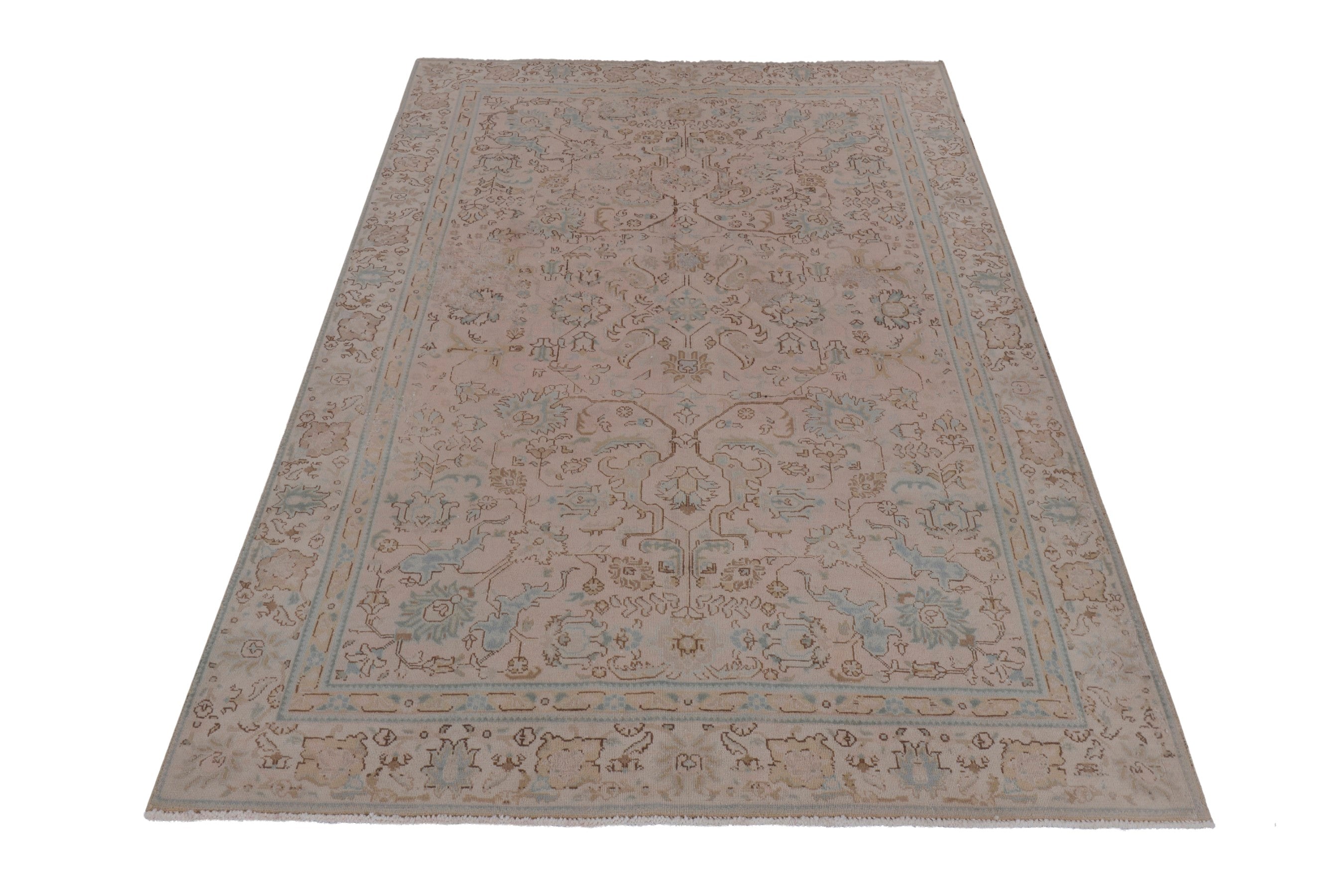 Persian Tabriz area rug in dusty rose and faded red, view 3 of 20