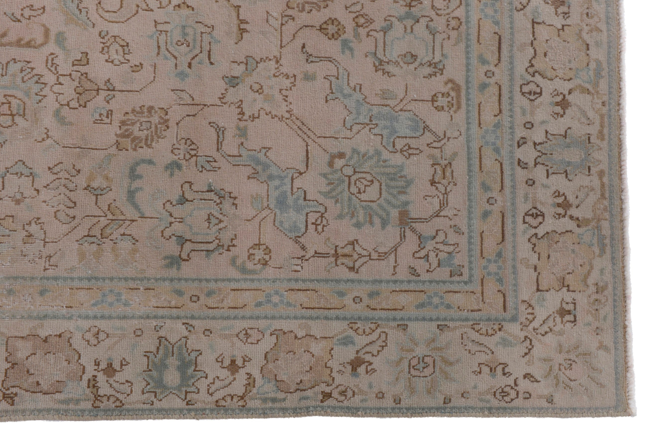 Persian Tabriz area rug in dusty rose and faded red, view 5 of 20