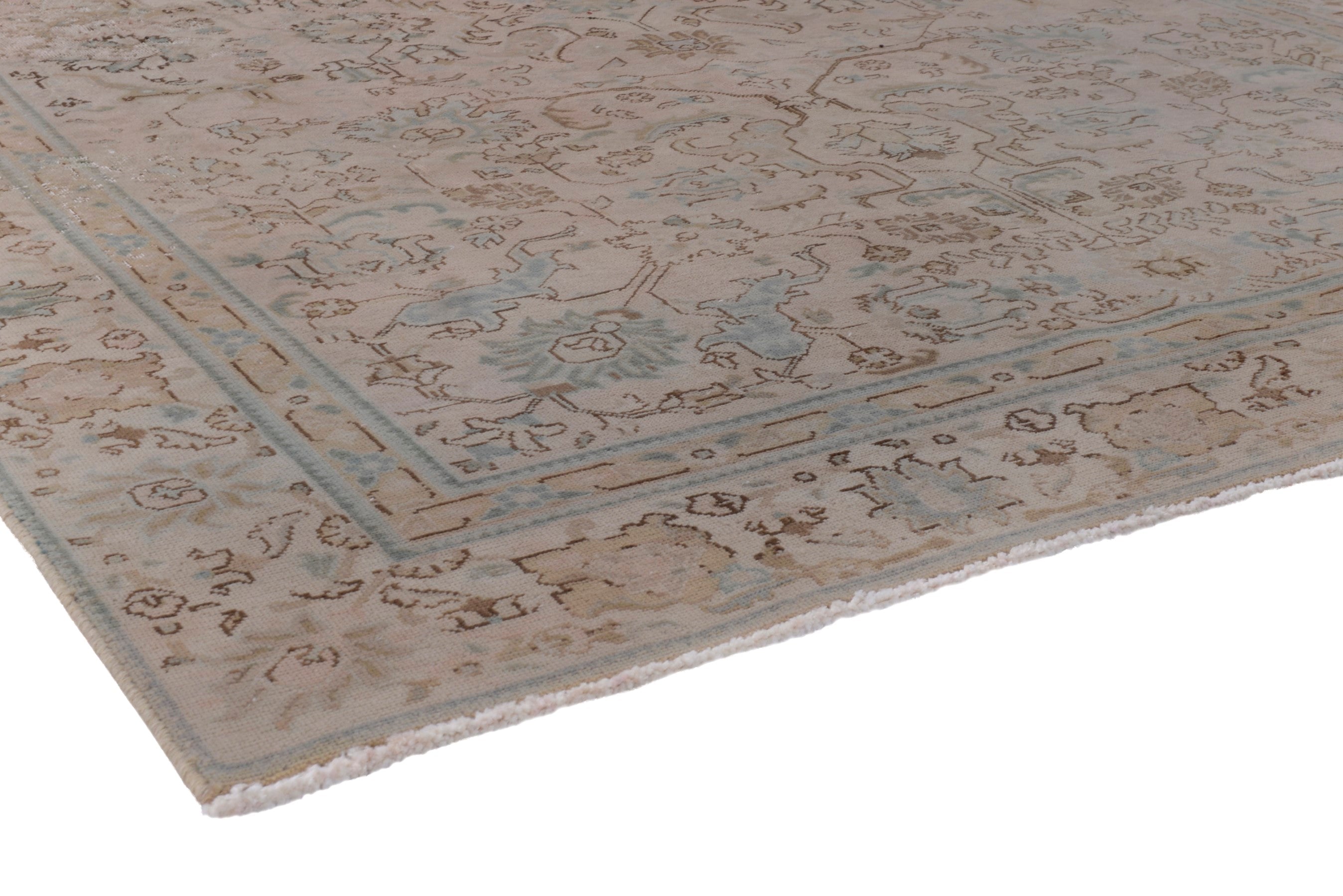 Persian Tabriz area rug in dusty rose and faded red, view 4 of 20