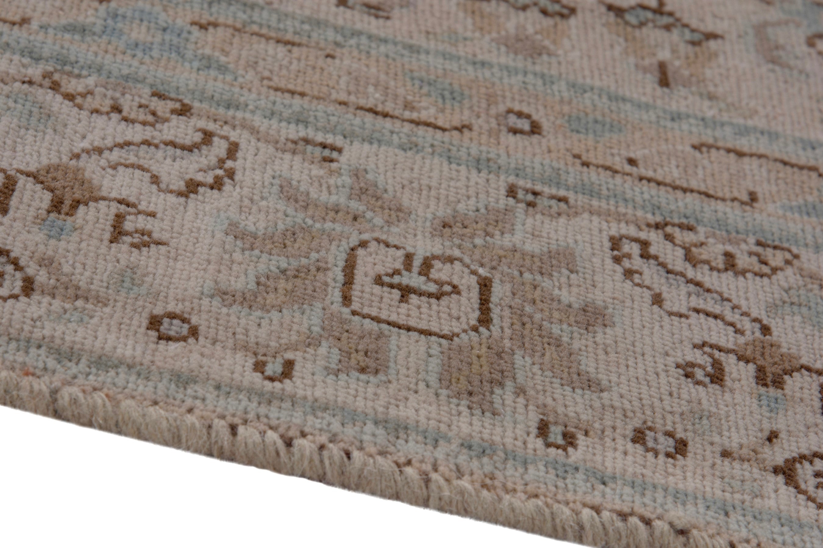 Persian Tabriz area rug in dusty rose and faded red, view 8 of 20