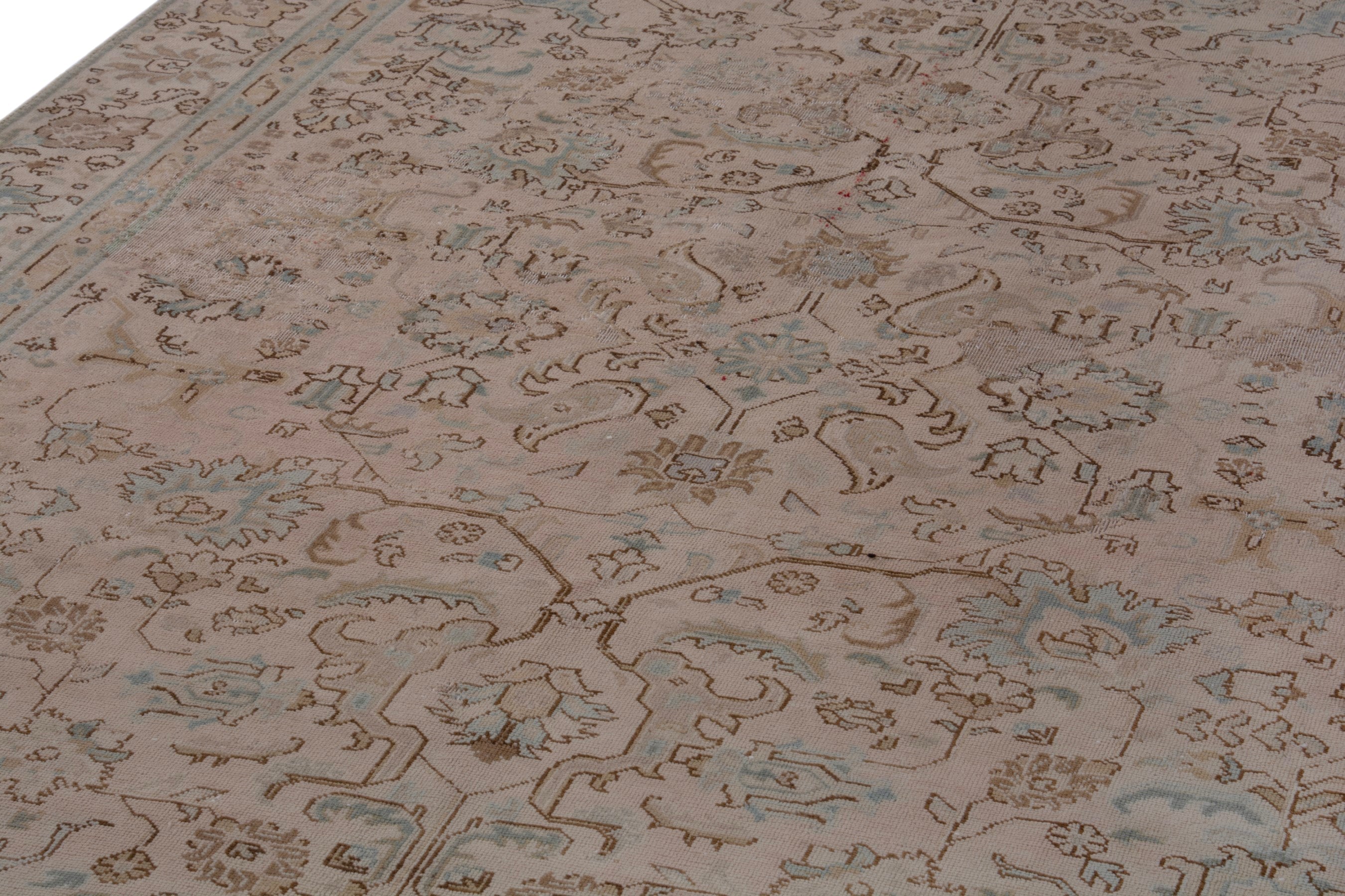 Persian Tabriz area rug in dusty rose and faded red, view 9 of 20