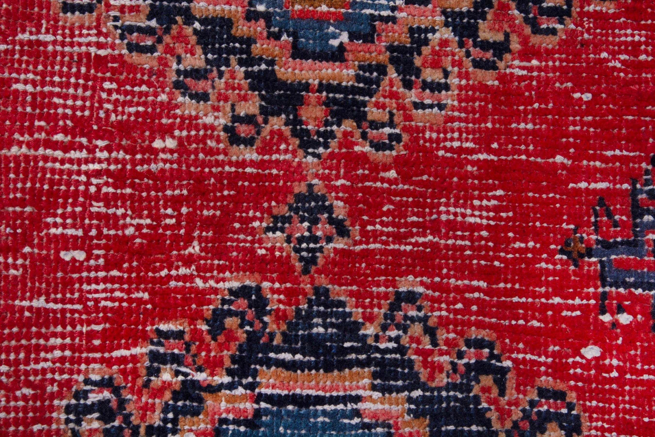 Persian Vist accent rug in deep red and dark blue, view 11 of 17