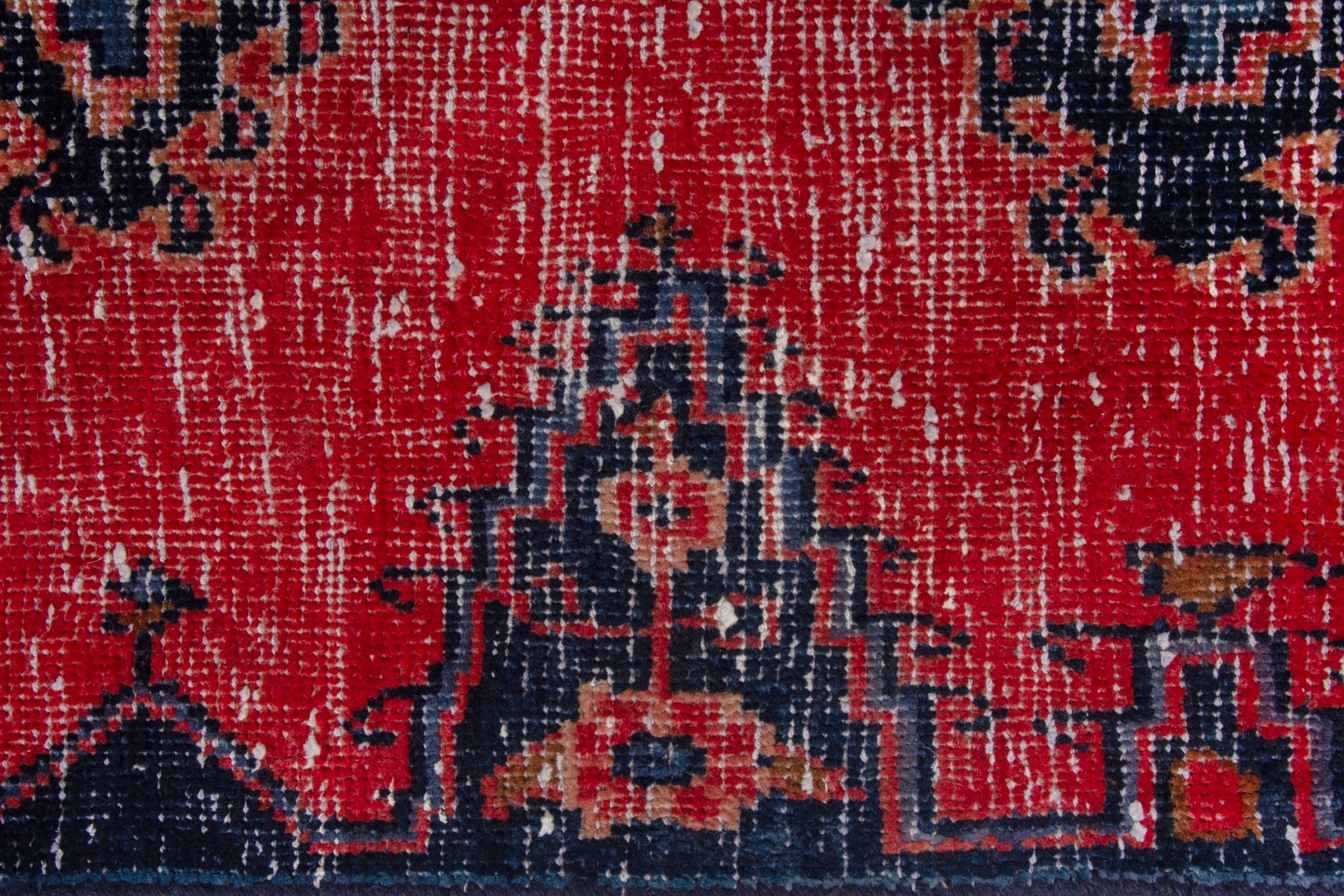 Persian Vist accent rug in deep red and dark blue, view 12 of 17