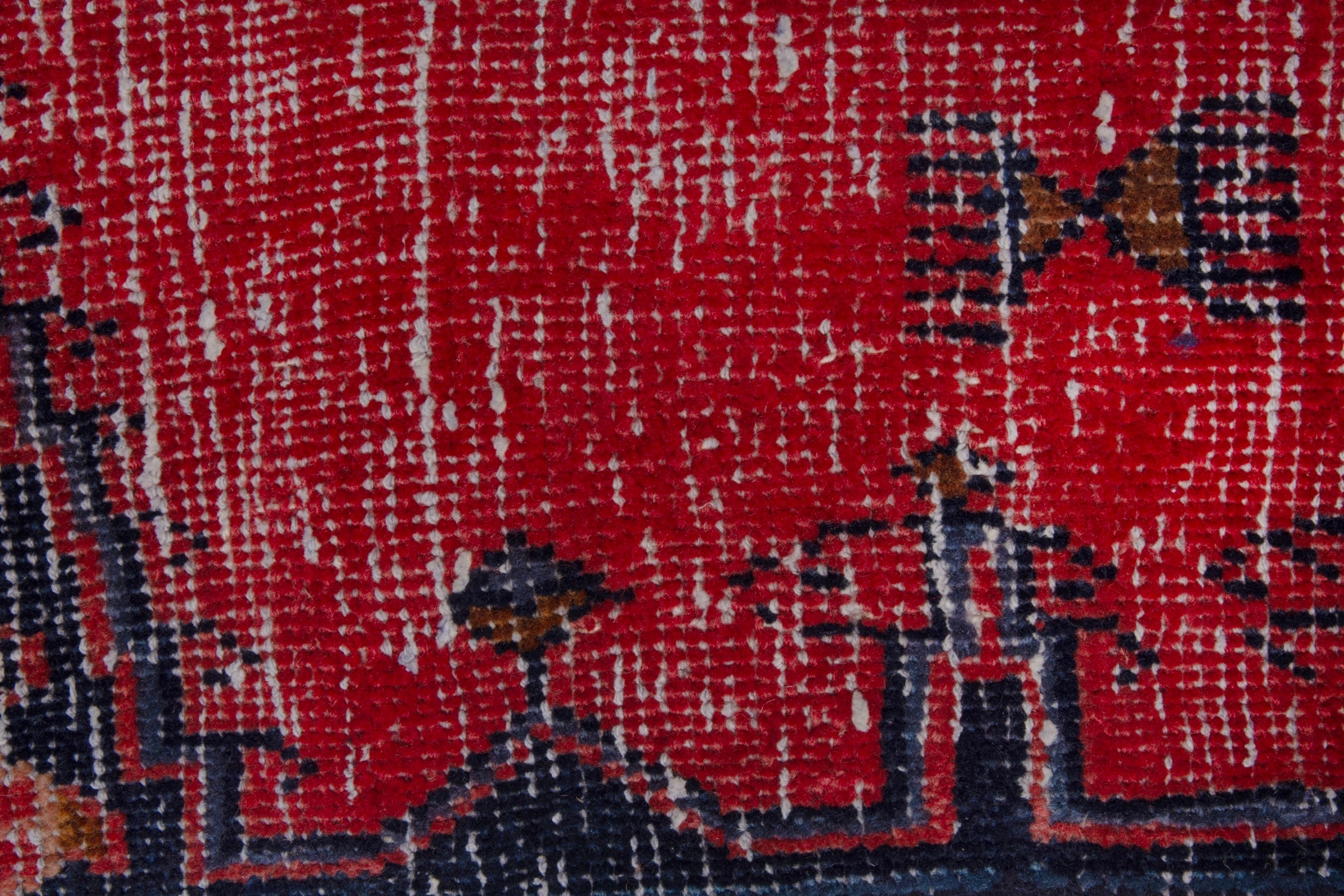 Persian Vist accent rug in deep red and dark blue, view 13 of 17
