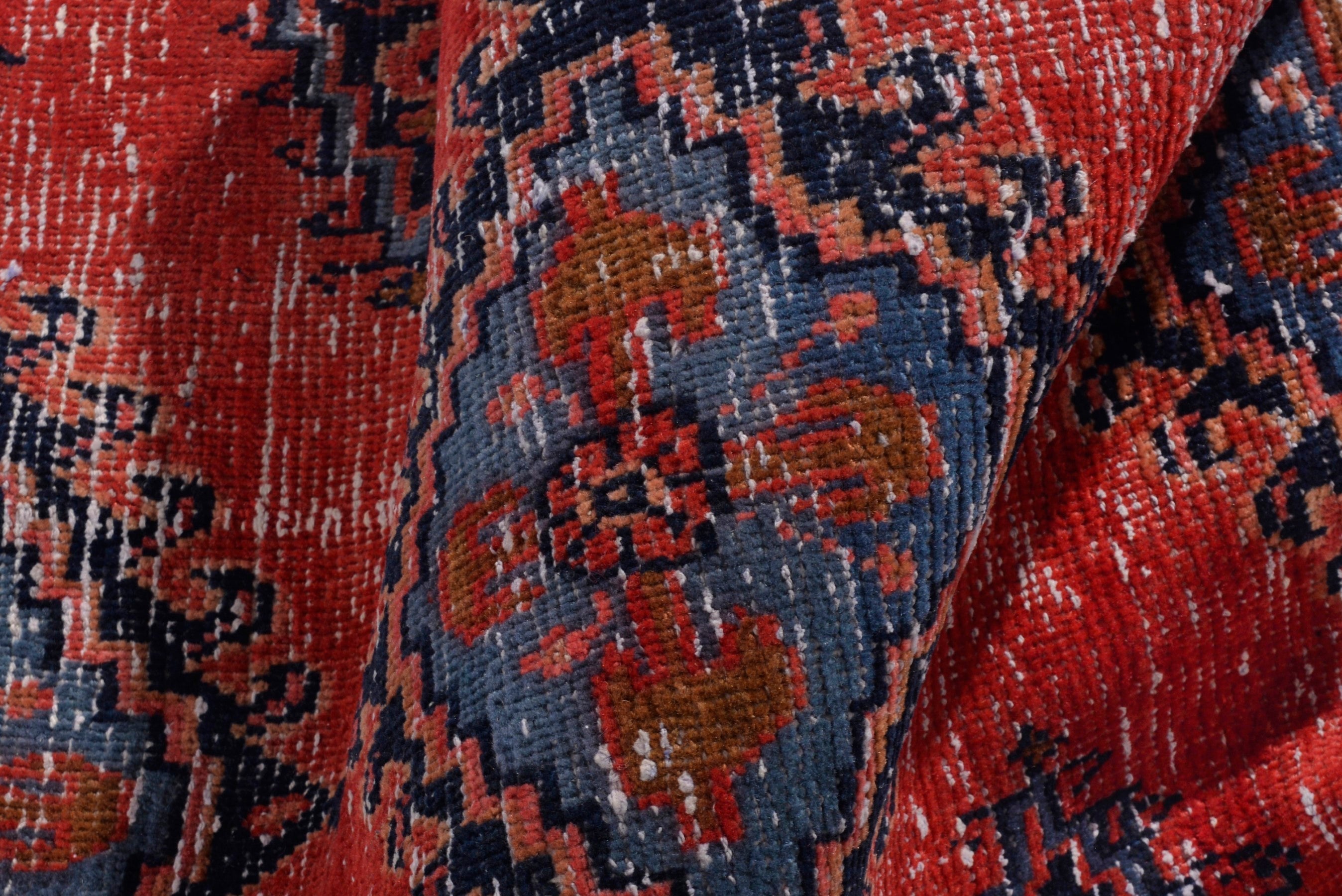 Persian Vist accent rug in deep red and dark blue, view 15 of 17