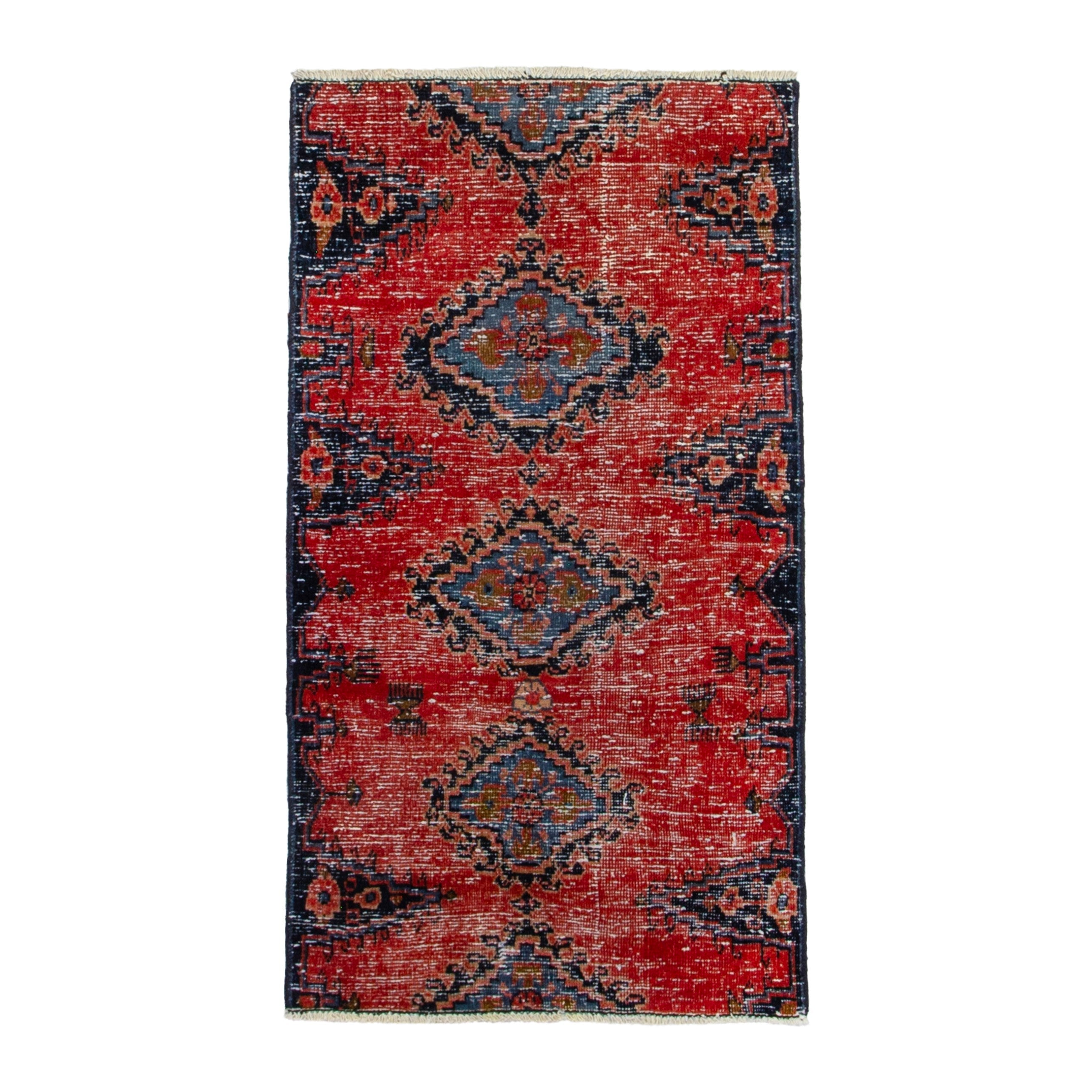 Persian Vist accent rug in deep red and dark blue, 2'6" x 4'9"