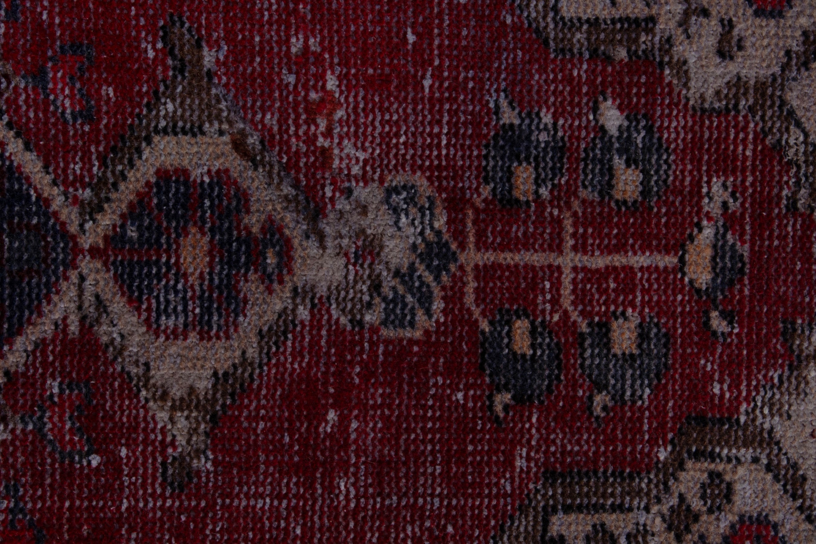 Persian Bakhtiari accent rug in burgundy and dark blue, view 10 of 17