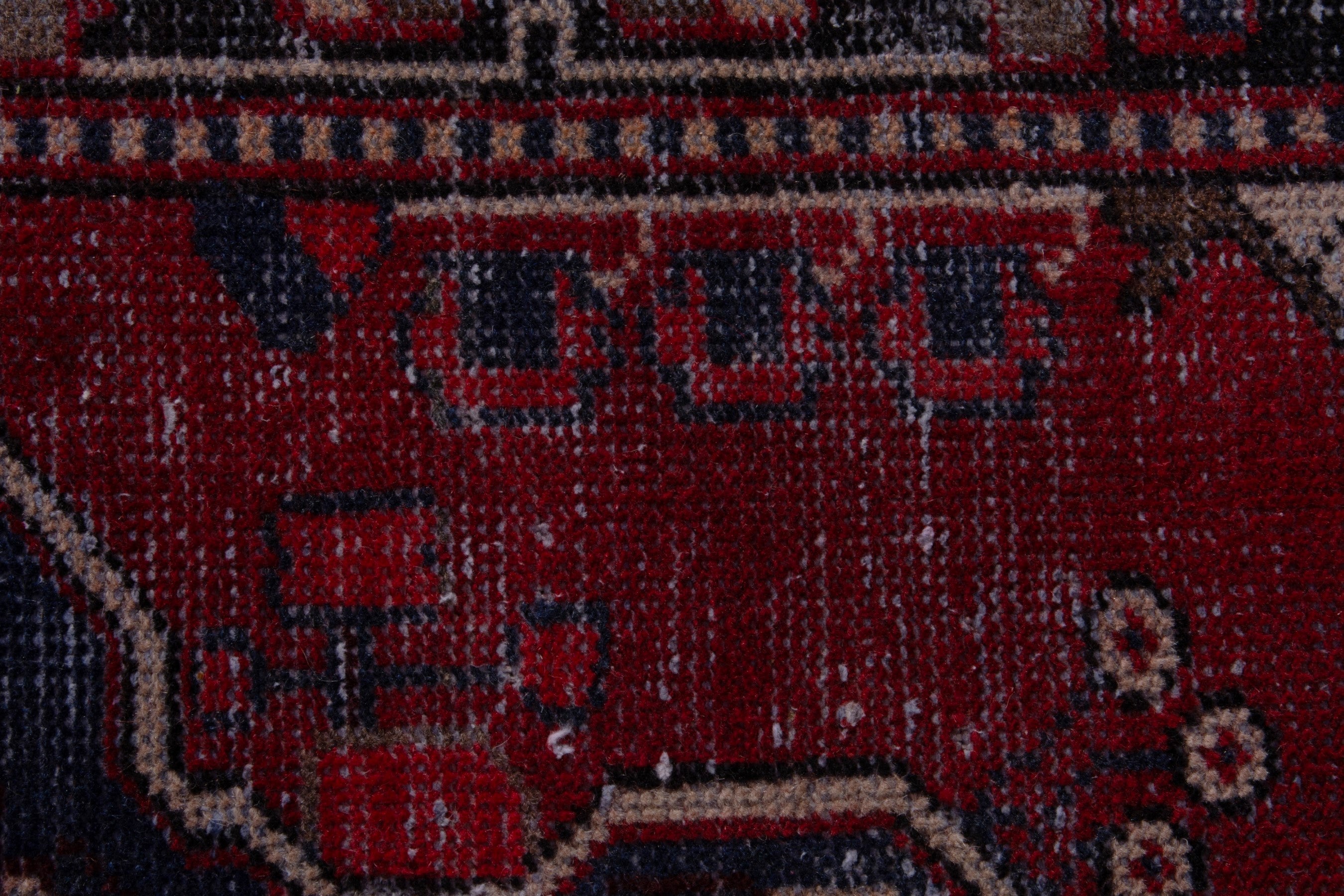 Persian Bakhtiari accent rug in burgundy and dark blue, view 11 of 17