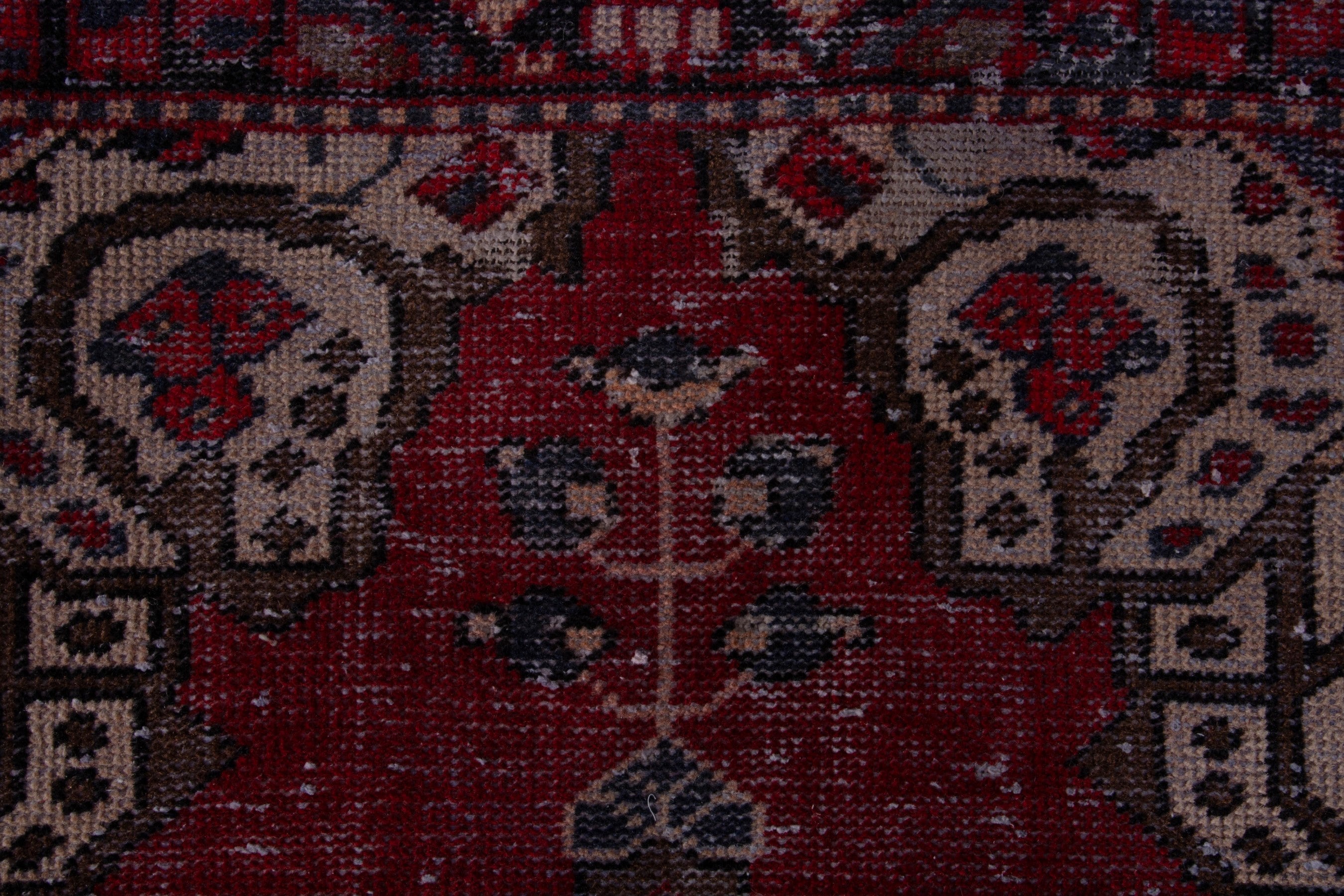 Persian Bakhtiari accent rug in burgundy and dark blue, view 12 of 17