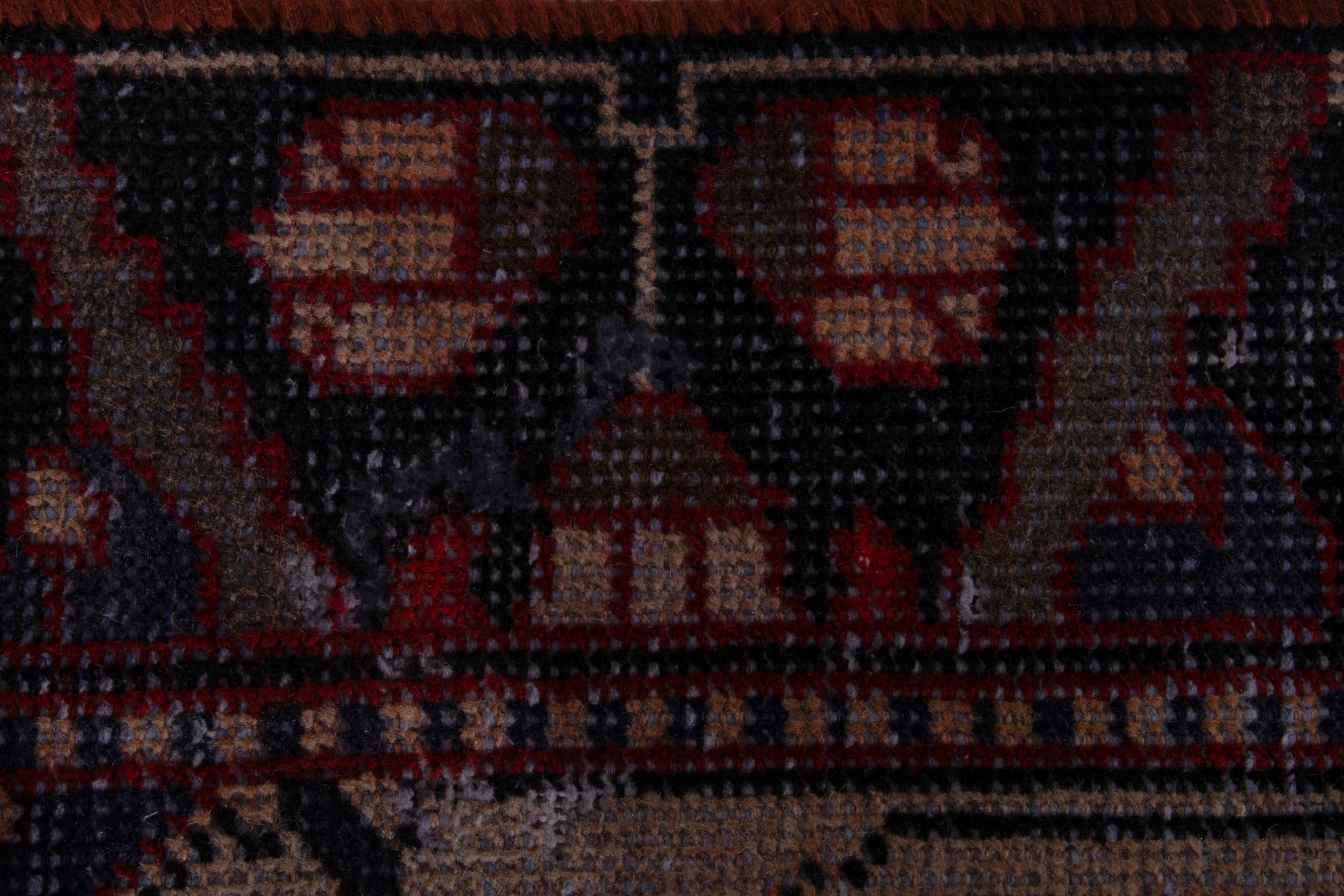 Persian Bakhtiari accent rug in burgundy and dark blue, view 13 of 17