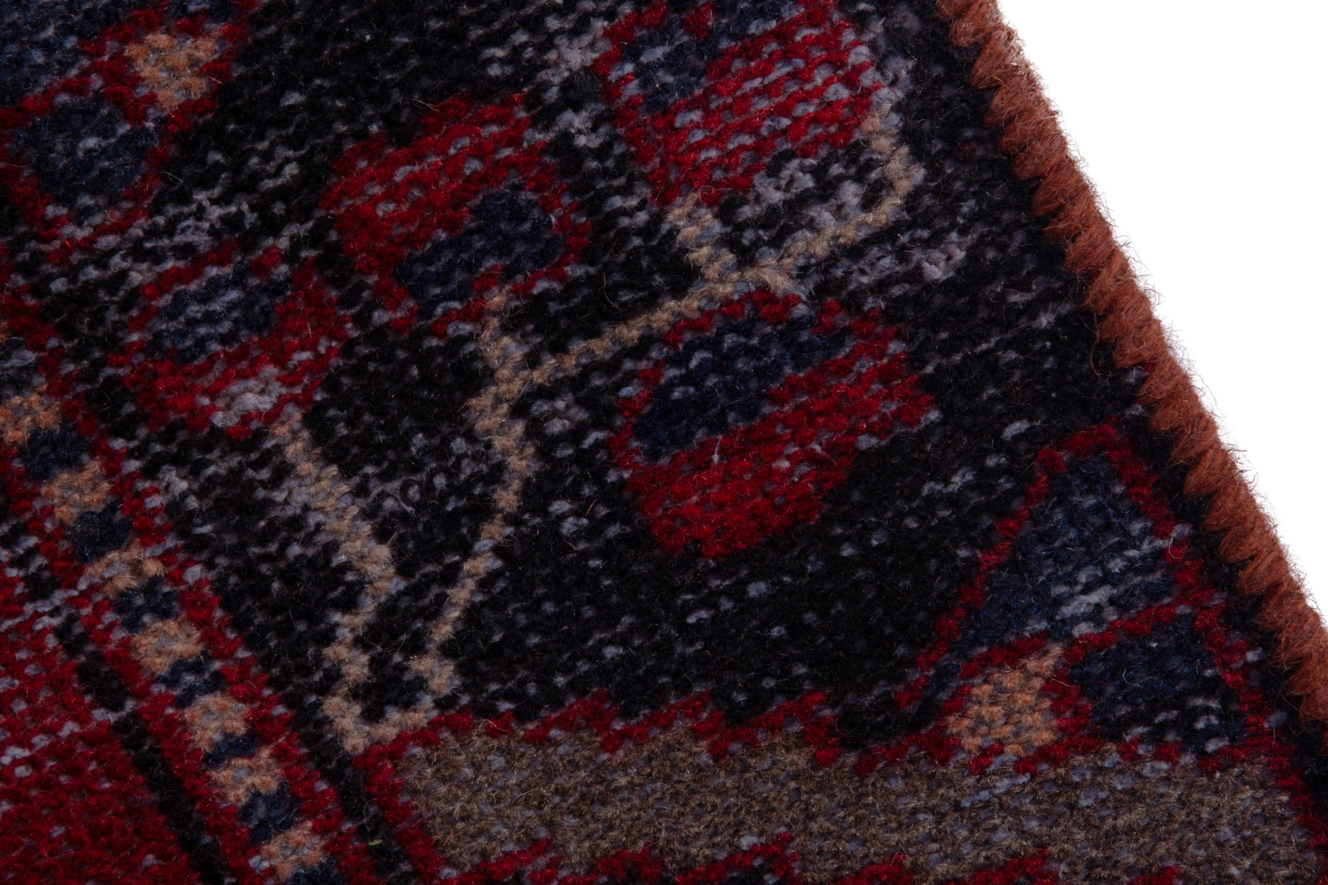 Persian Bakhtiari accent rug in burgundy and dark blue, view 7 of 17