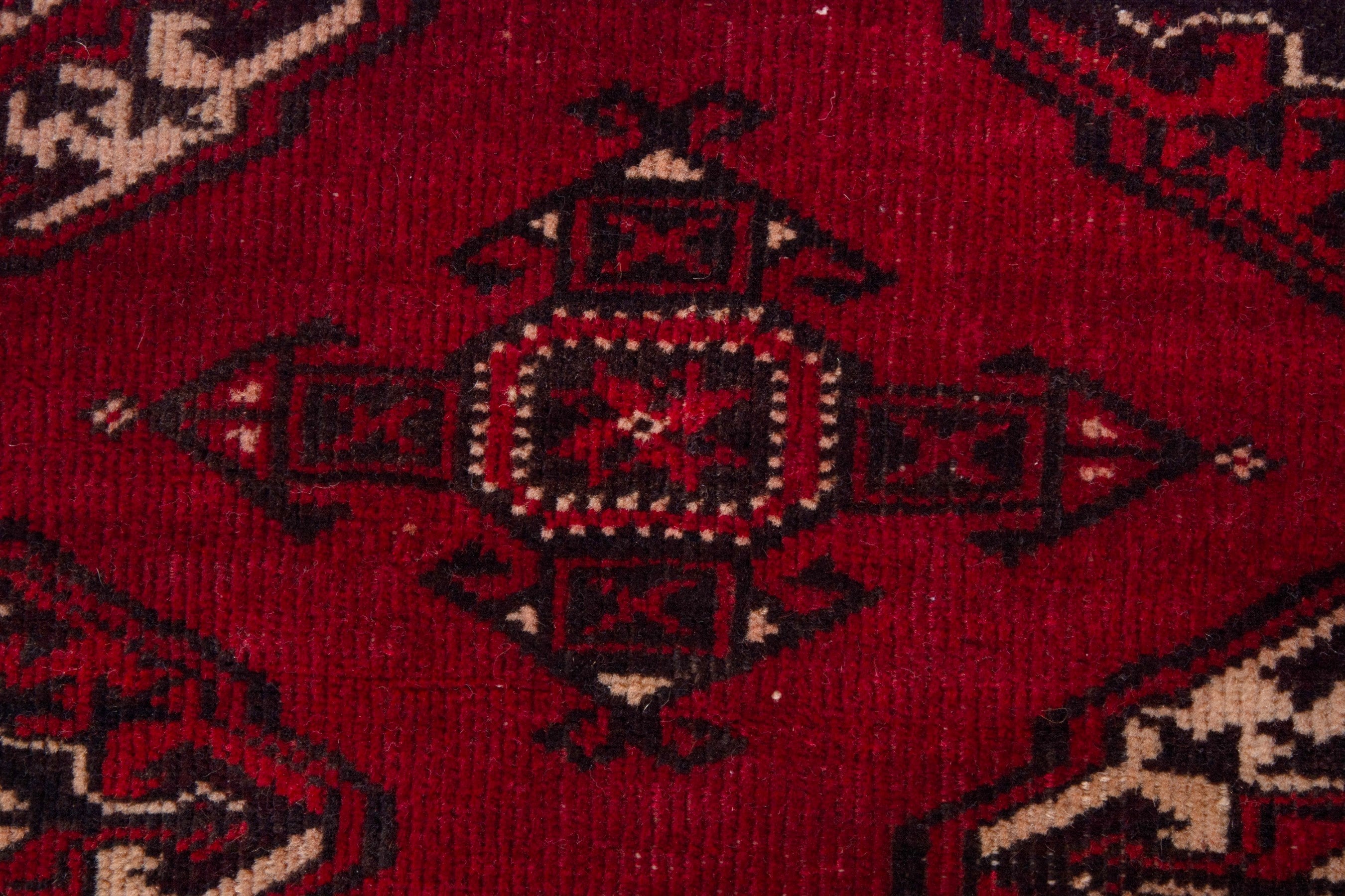 Persian Torkaman accent rug in deep red and antique gold, view 11 of 19