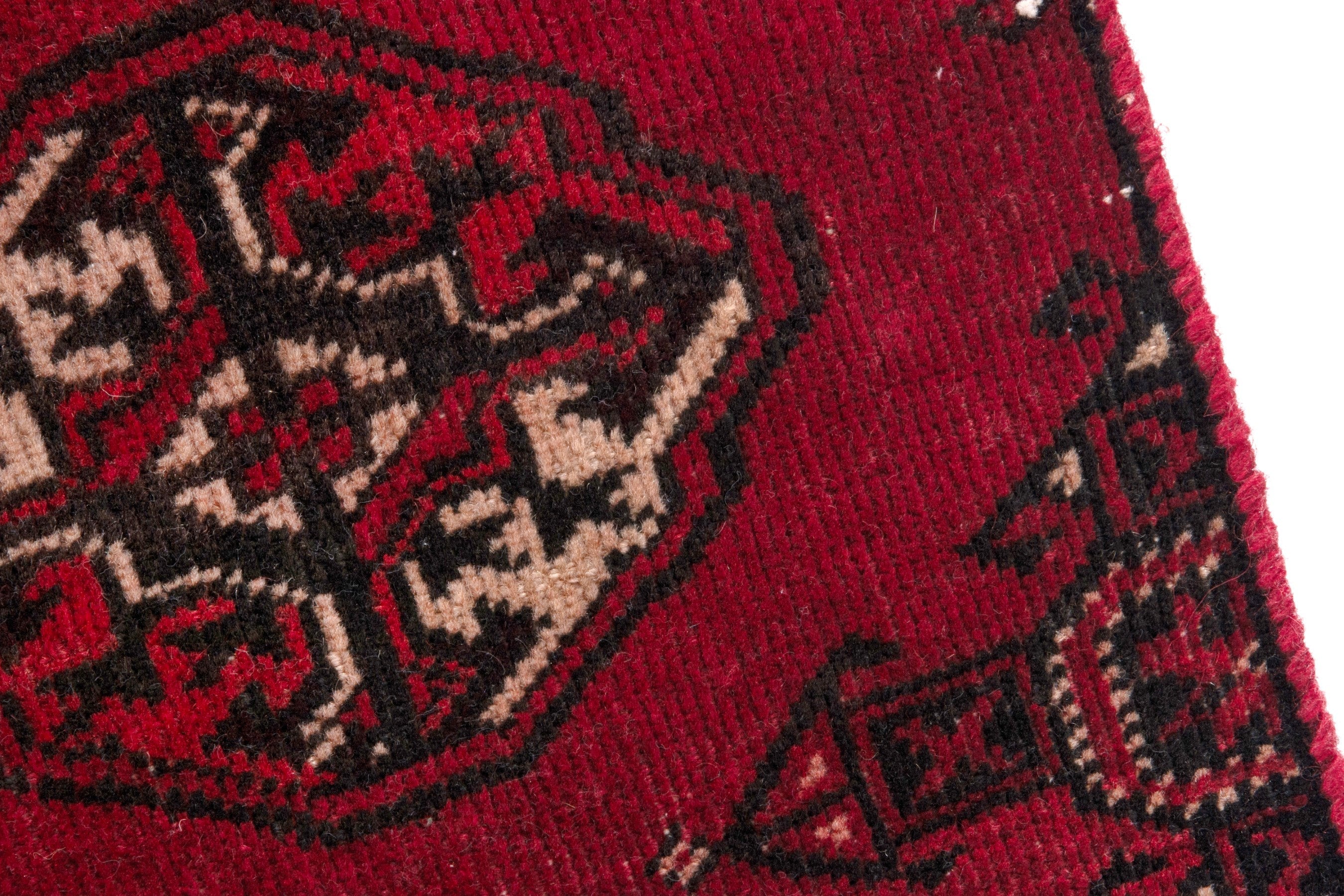 Persian Torkaman accent rug in deep red and antique gold, view 7 of 19