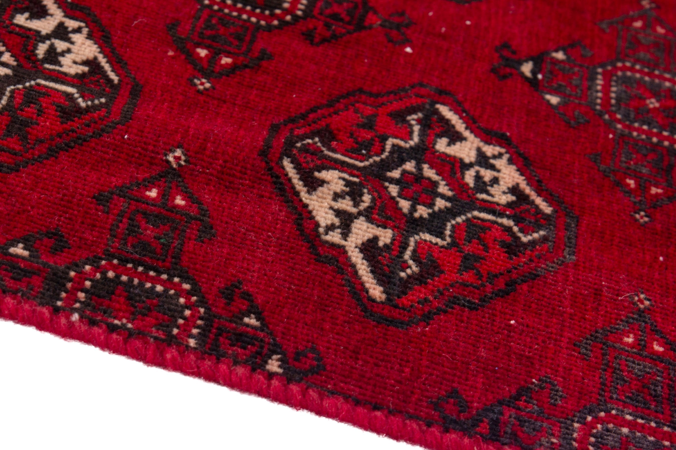 Persian Torkaman accent rug in deep red and antique gold, view 8 of 19