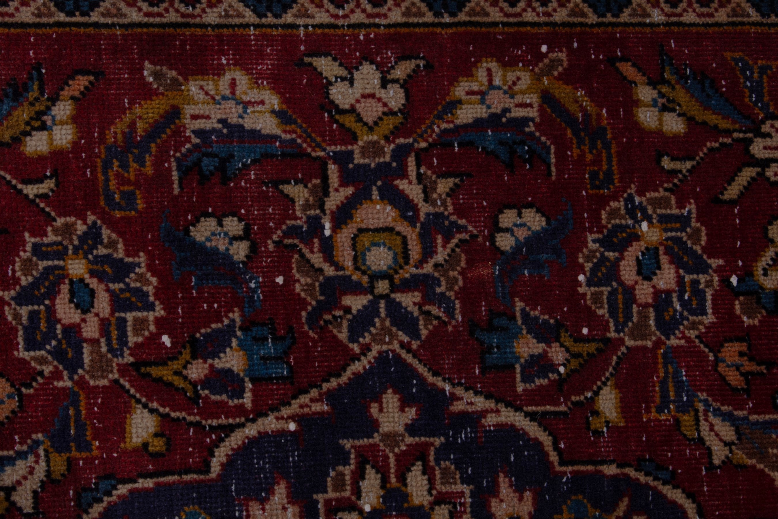 Persian Kashan runner rug in burgundy and deep red, view 12 of 18