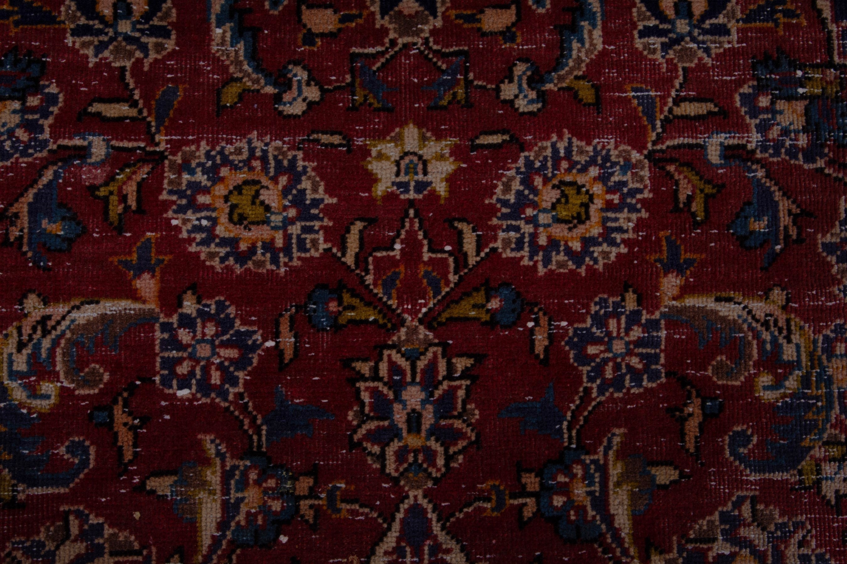 Persian Kashan runner rug in burgundy and deep red, view 13 of 18