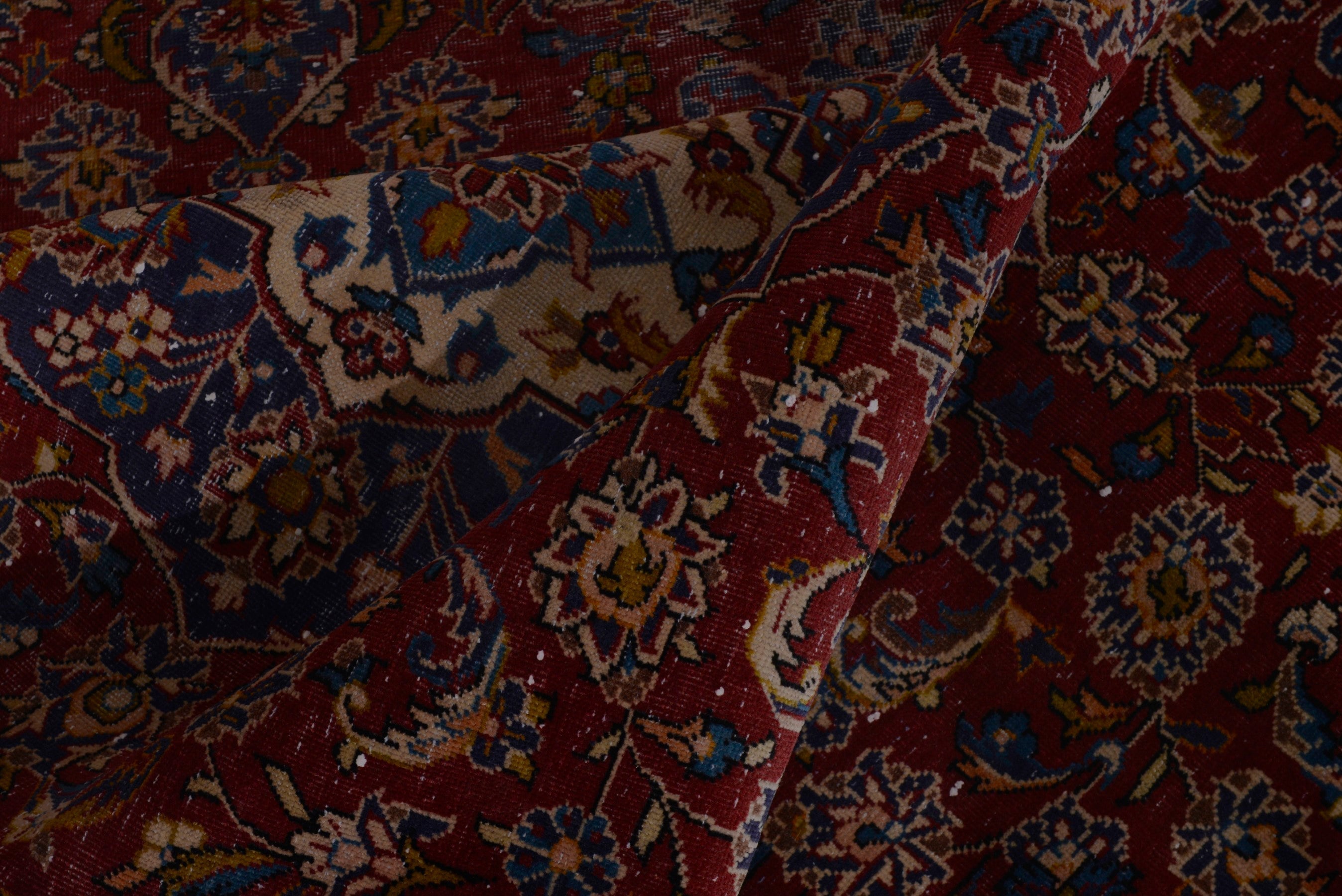 Persian Kashan runner rug in burgundy and deep red, view 14 of 18