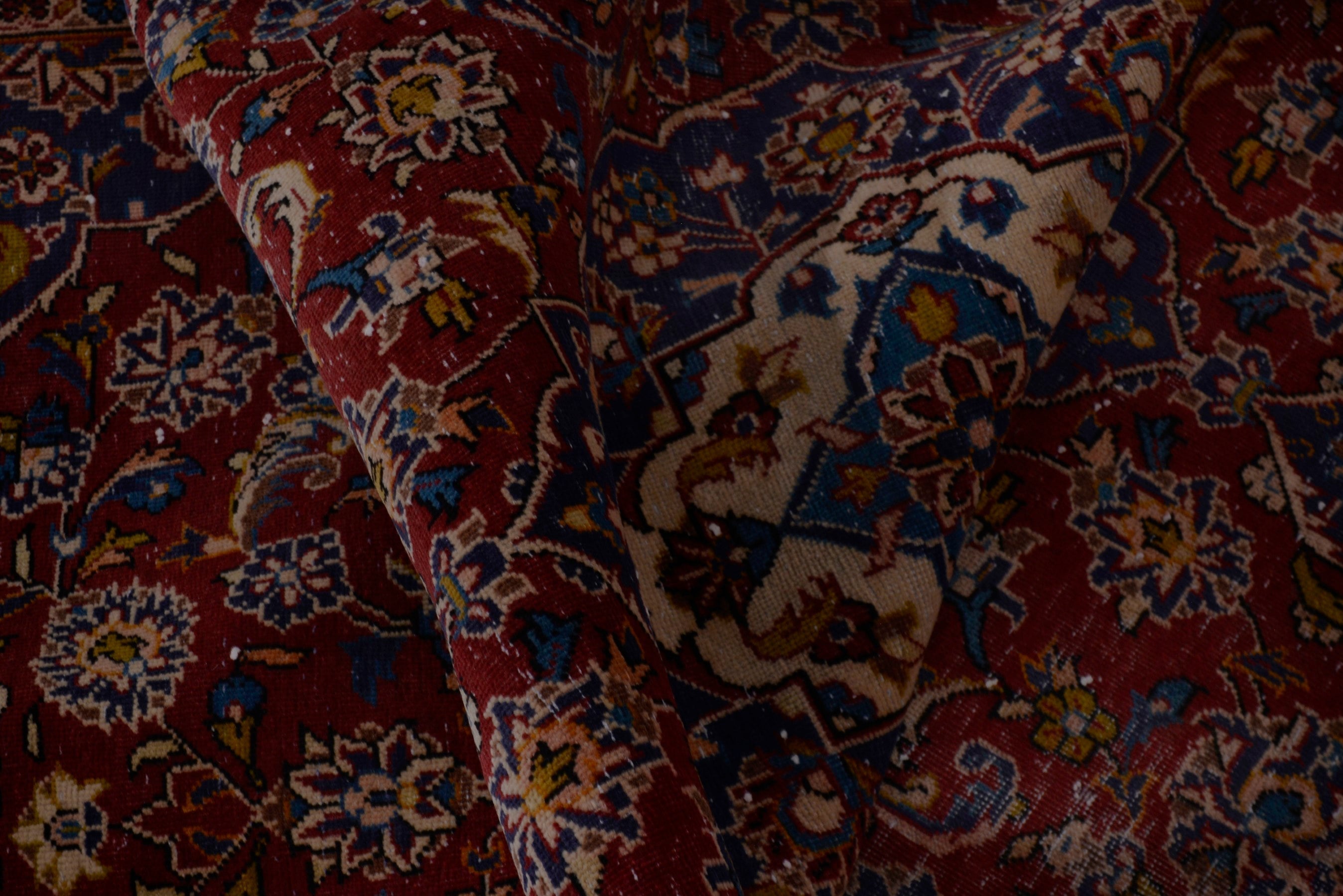 Persian Kashan runner rug in burgundy and deep red, view 16 of 18