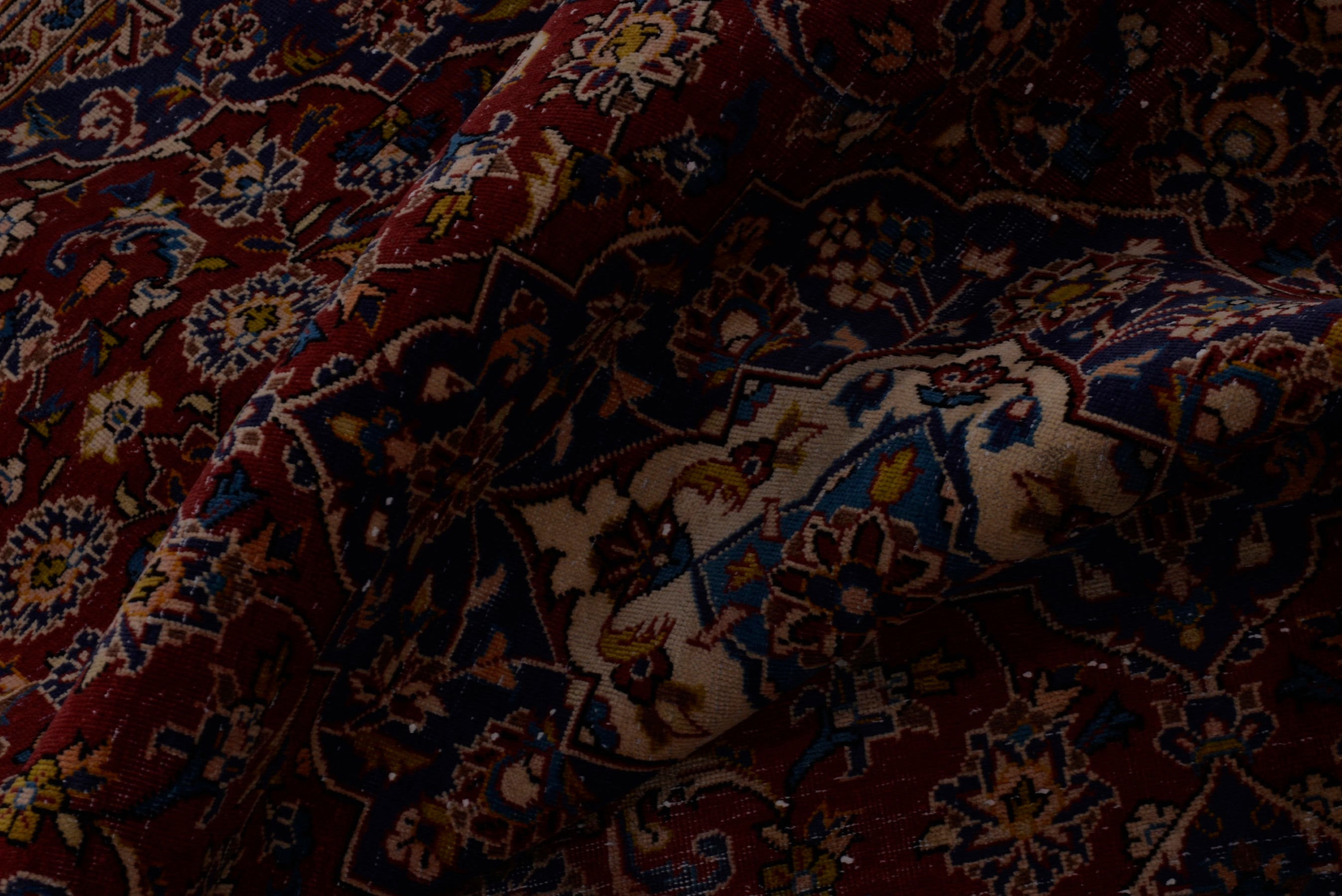 Persian Kashan runner rug in burgundy and deep red, view 17 of 18