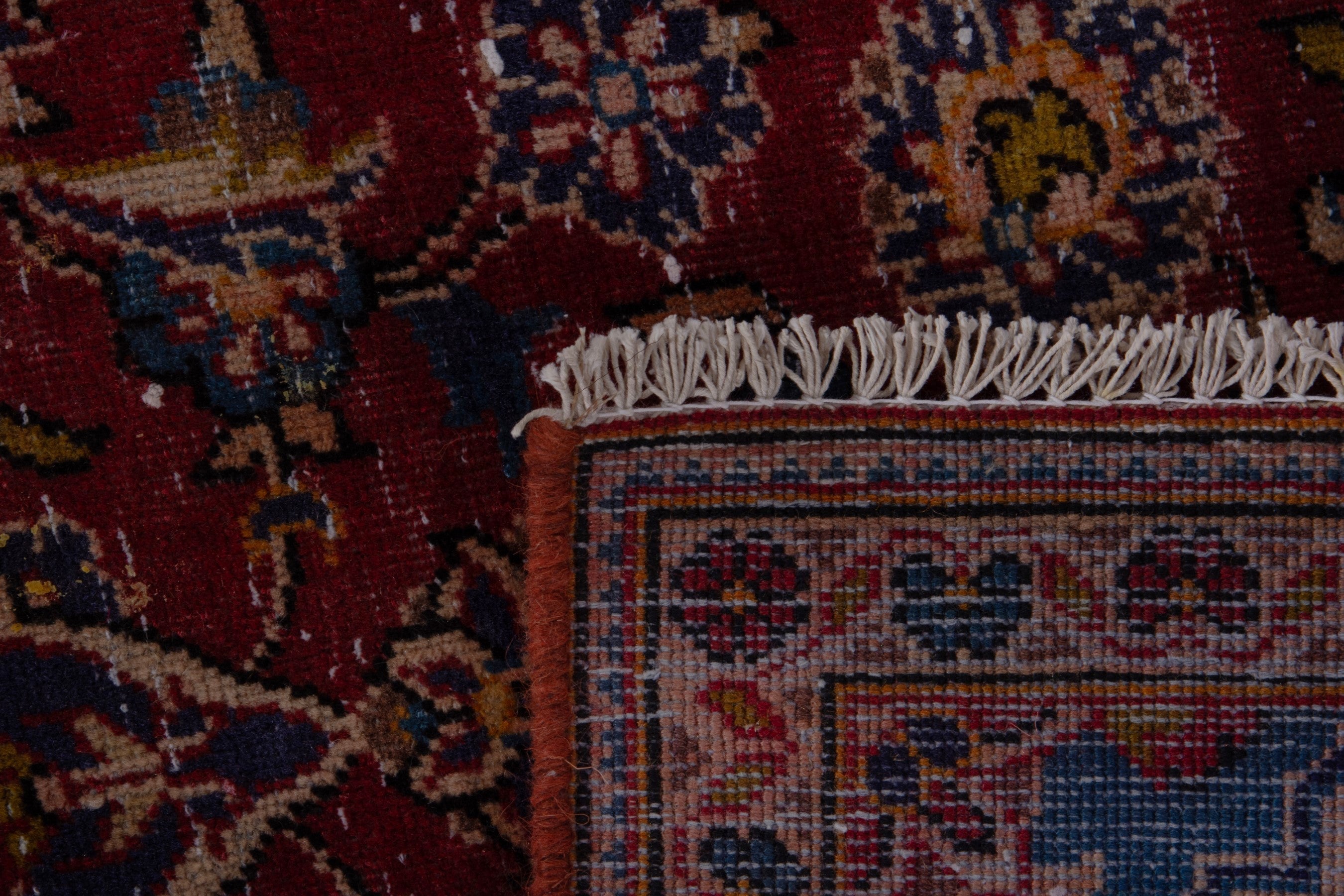 Persian Kashan runner rug in burgundy and deep red, view 18 of 18
