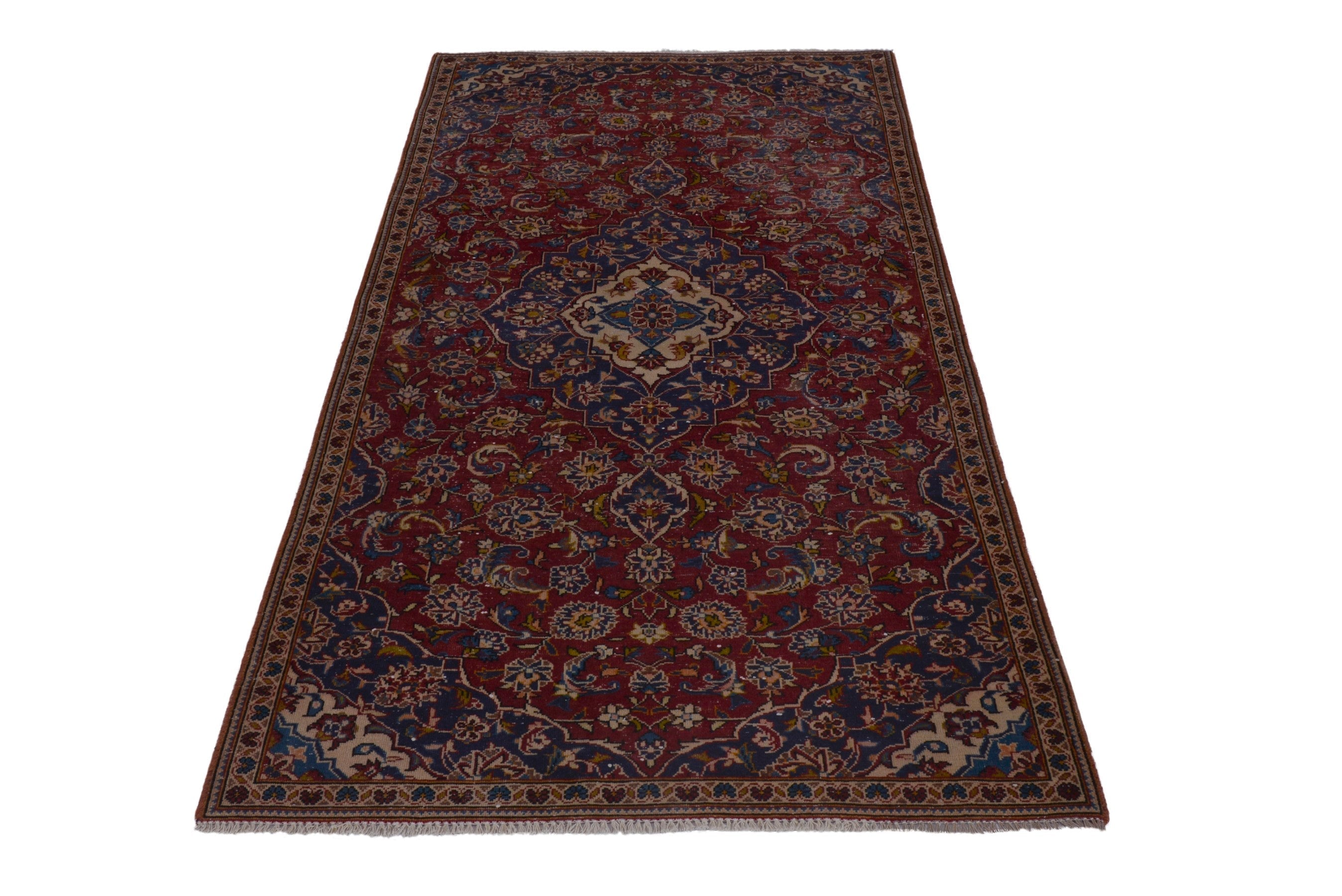 Persian Kashan runner rug in burgundy and deep red, view 2 of 18