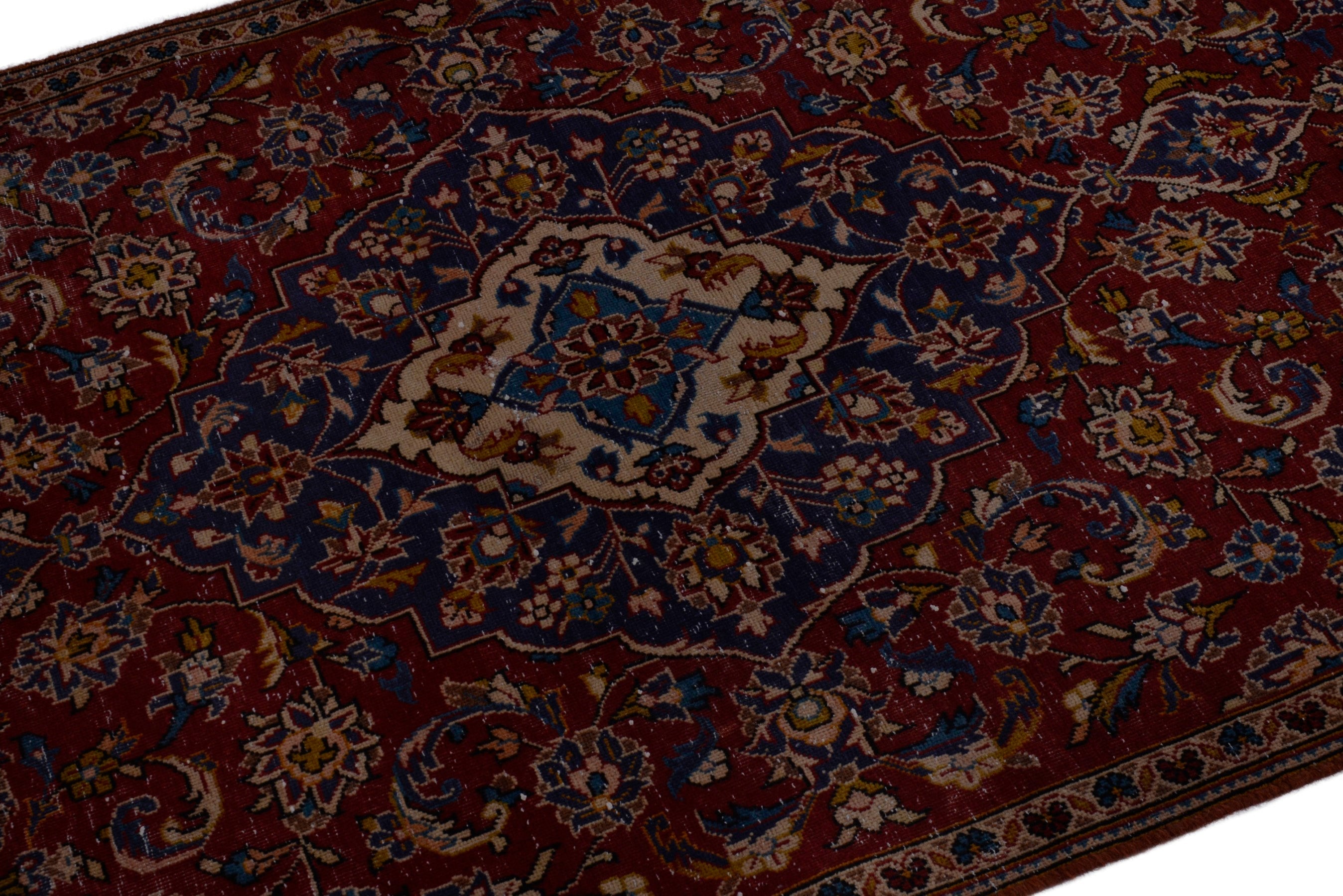 Persian Kashan runner rug in burgundy and deep red, view 6 of 18