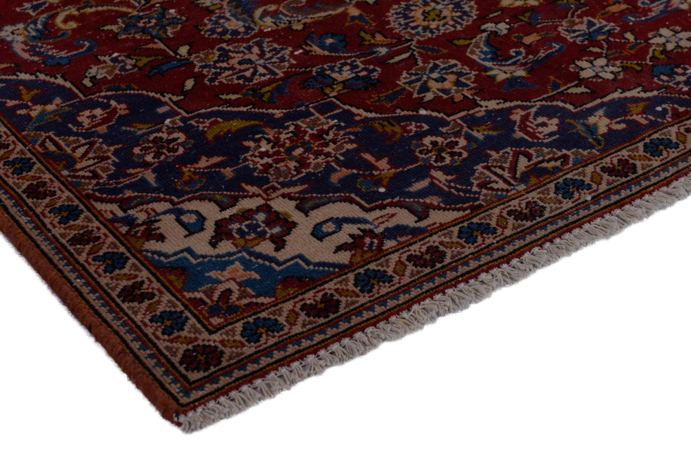 Persian Kashan runner rug in burgundy and deep red, view 4 of 18