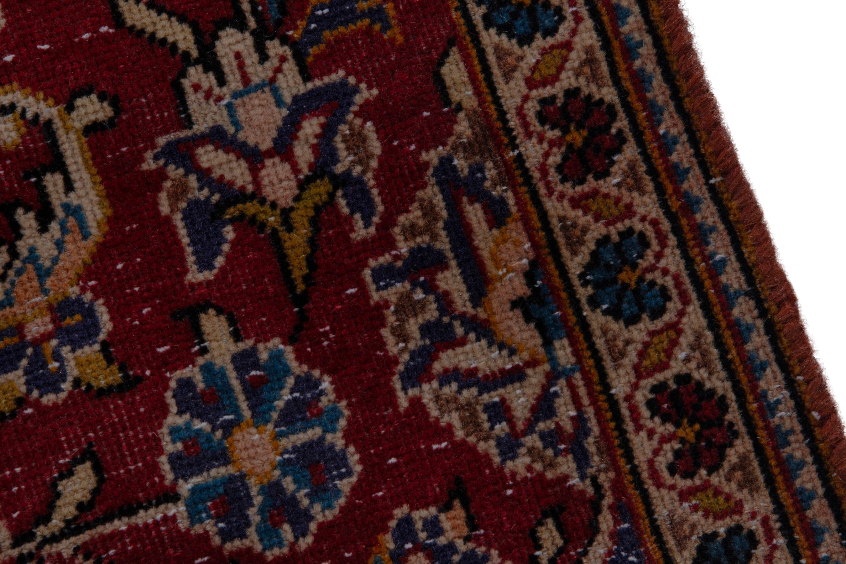 Persian Kashan runner rug in burgundy and deep red, view 7 of 18