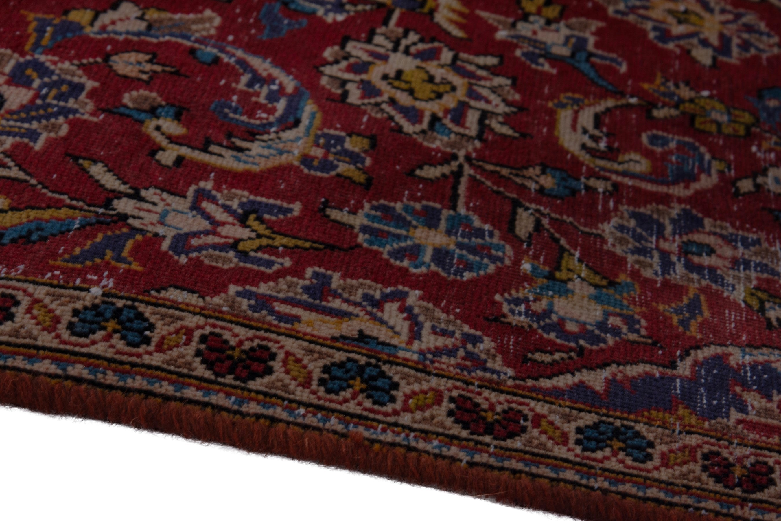 Persian Kashan runner rug in burgundy and deep red, view 8 of 18