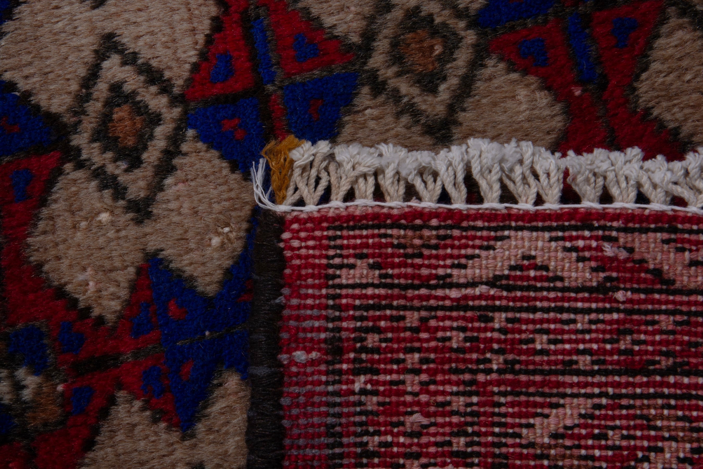Persian Torkaman accent rug in burgundy and navy, view 17 of 17