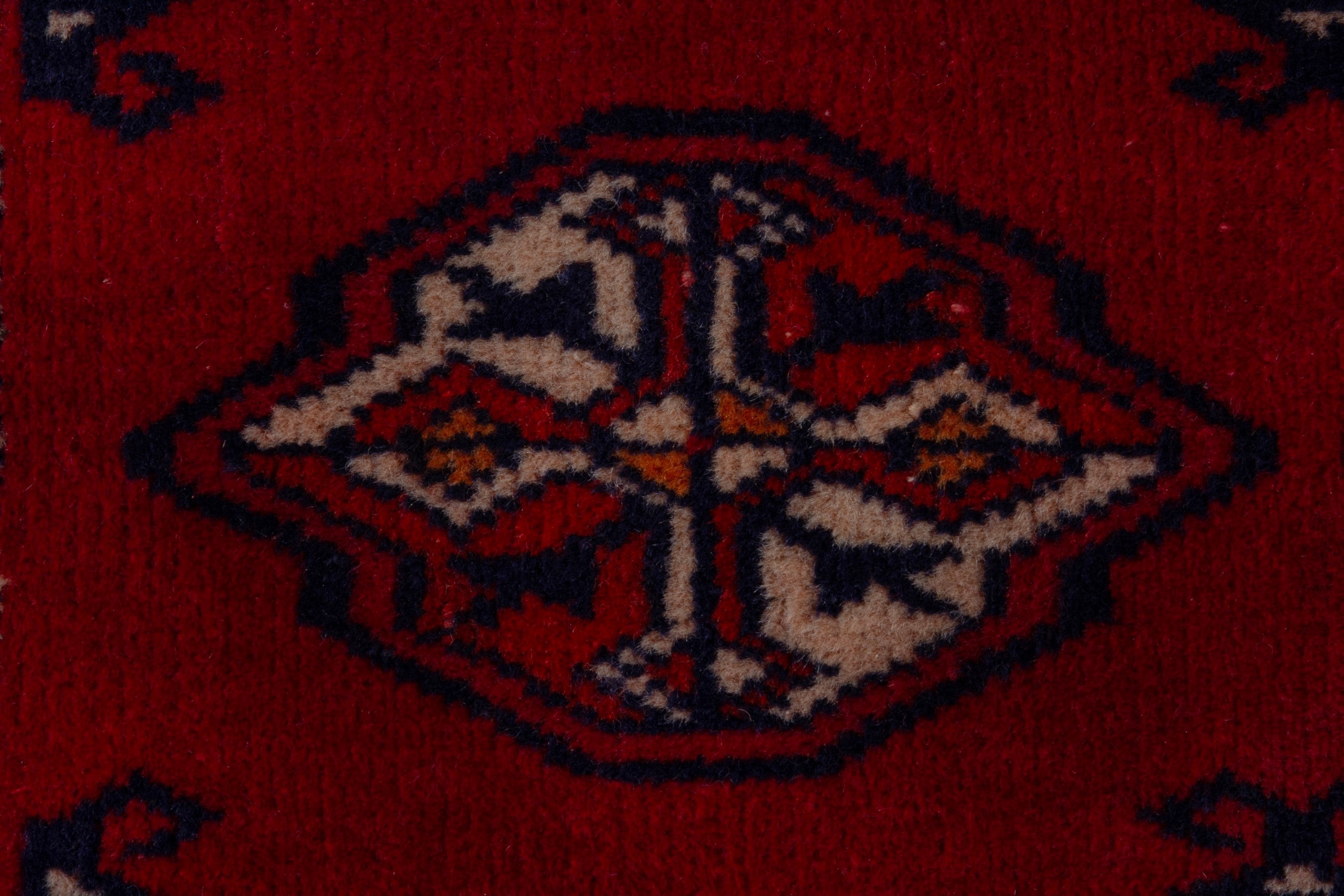 Persian Torkaman accent rug in deep red and burgundy, view 12 of 18