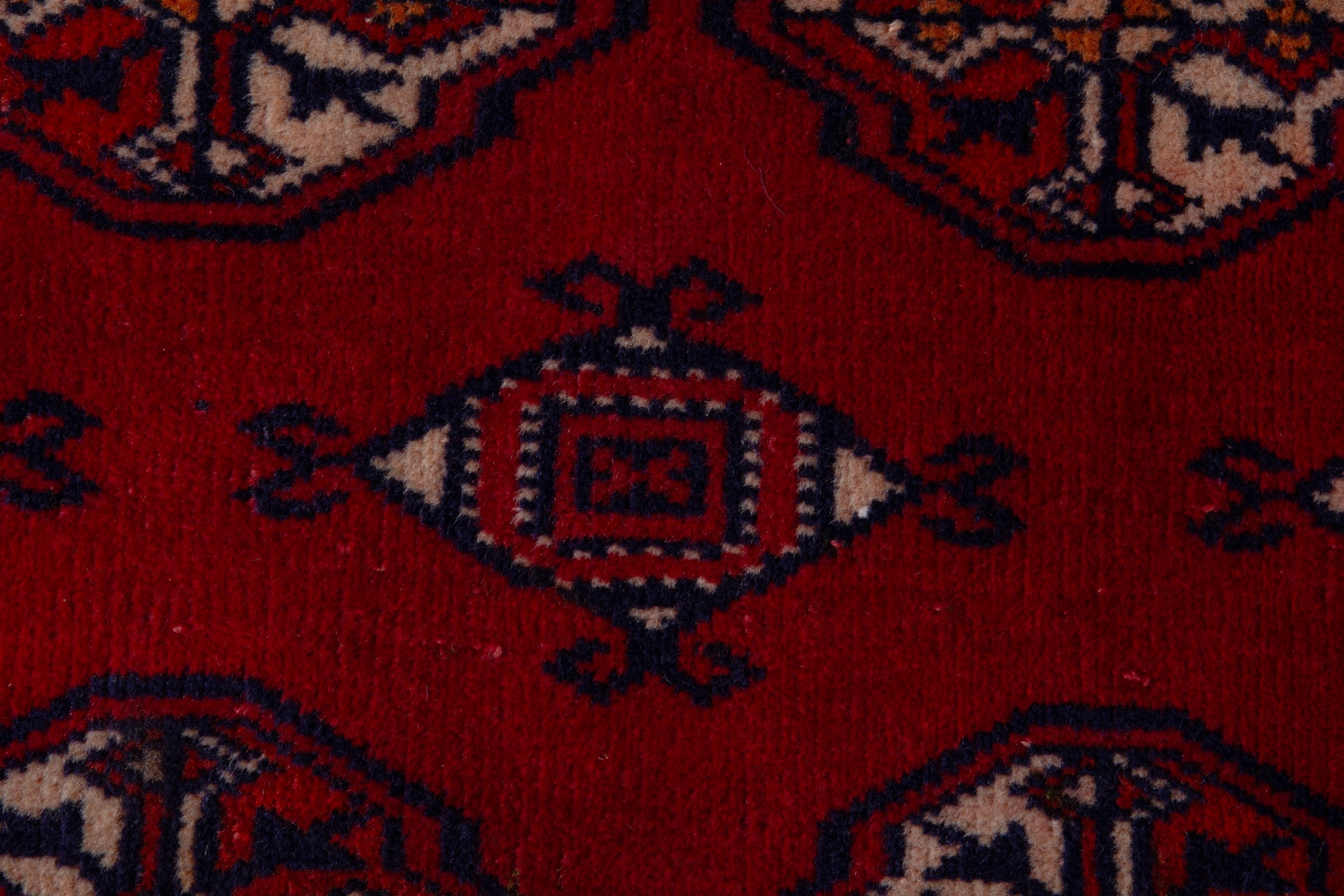 Persian Torkaman accent rug in deep red and burgundy, view 13 of 18