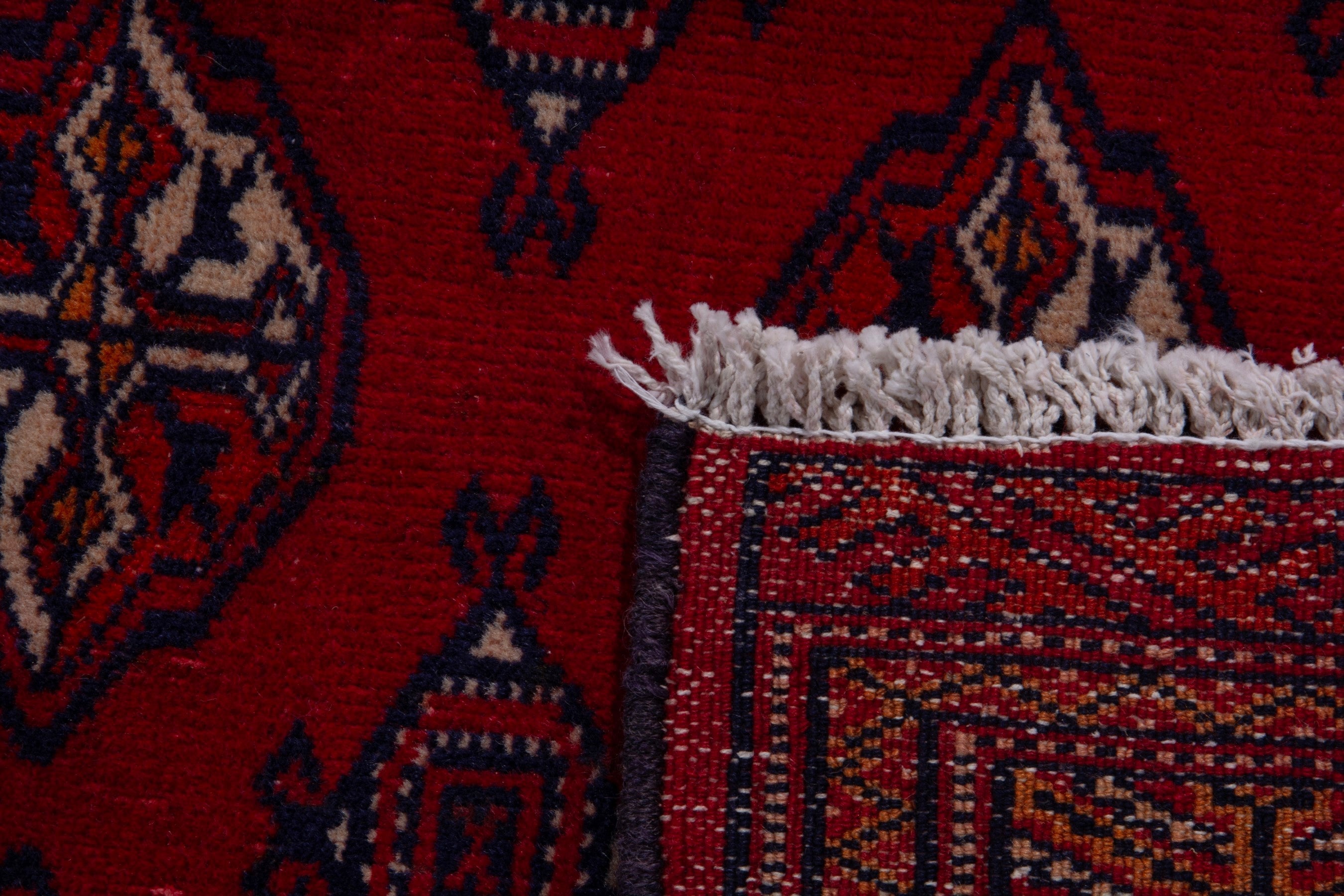 Persian Torkaman accent rug in deep red and burgundy, view 18 of 18