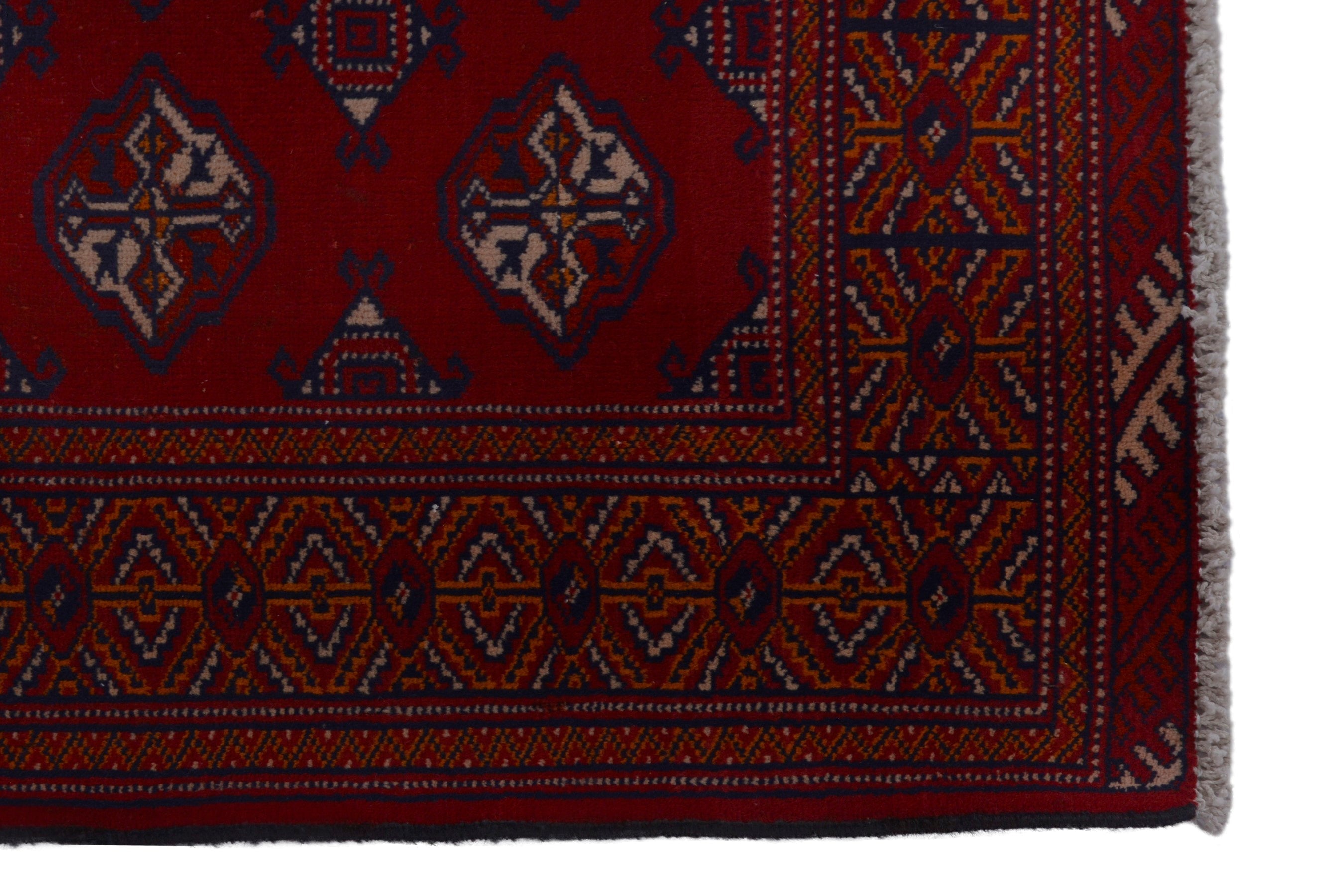 Persian Torkaman accent rug in deep red and burgundy, view 5 of 18