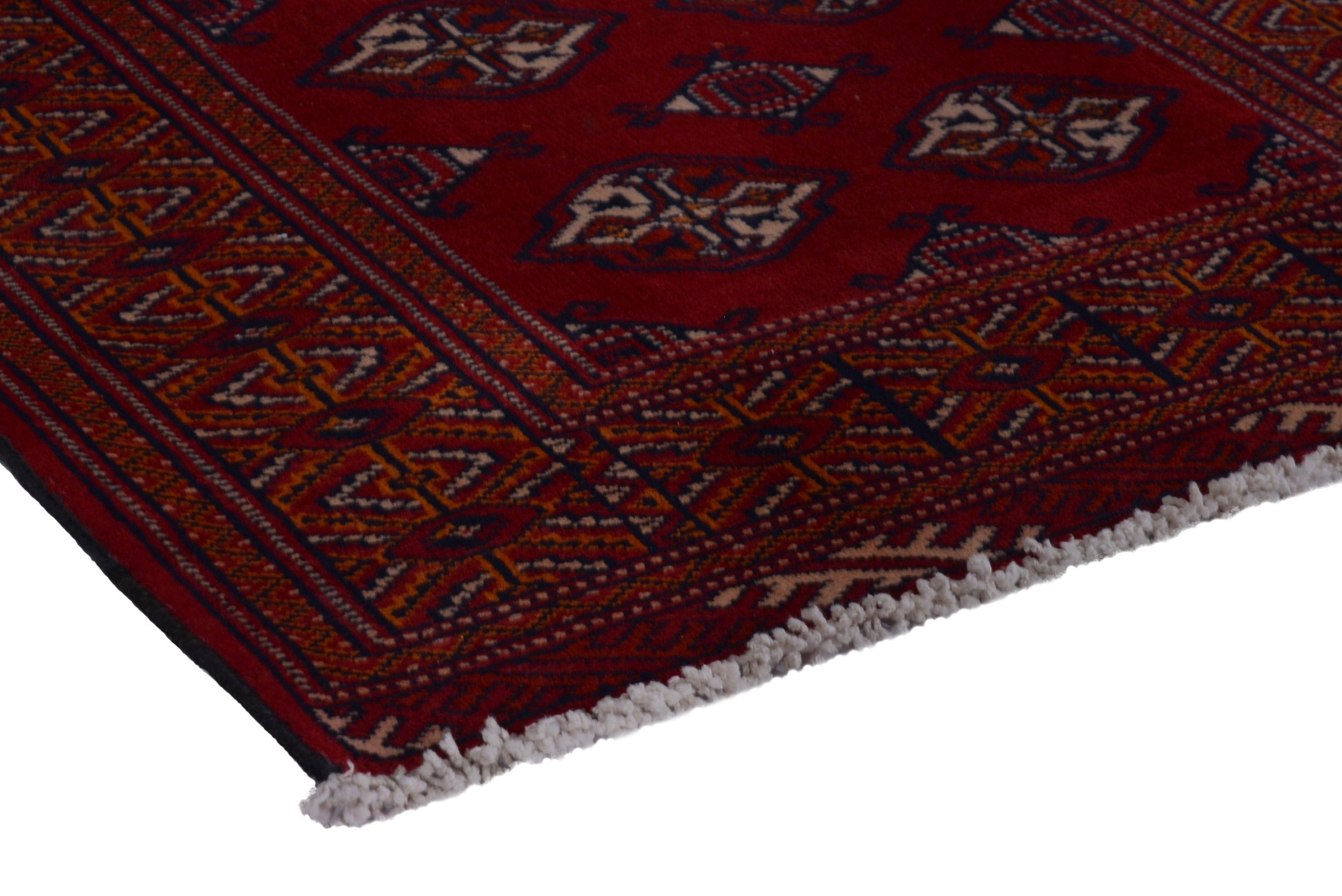 Persian Torkaman accent rug in deep red and burgundy, view 4 of 18