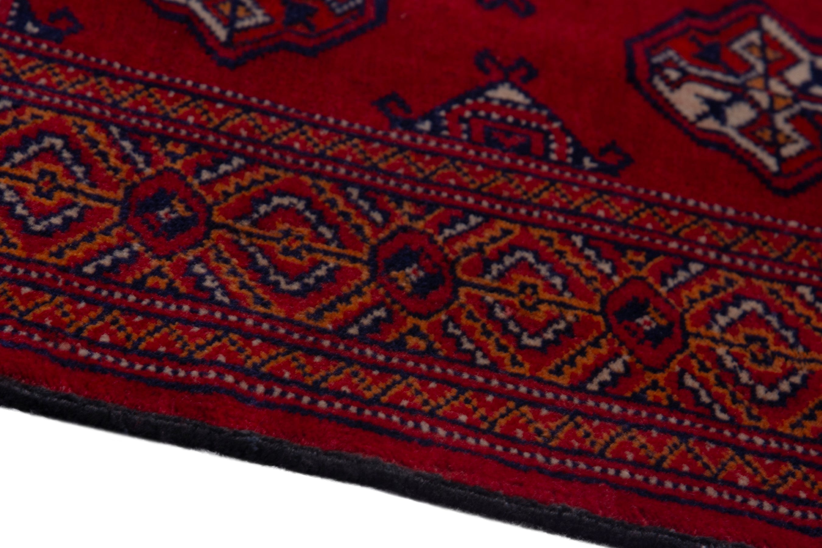 Persian Torkaman accent rug in deep red and burgundy, view 8 of 18