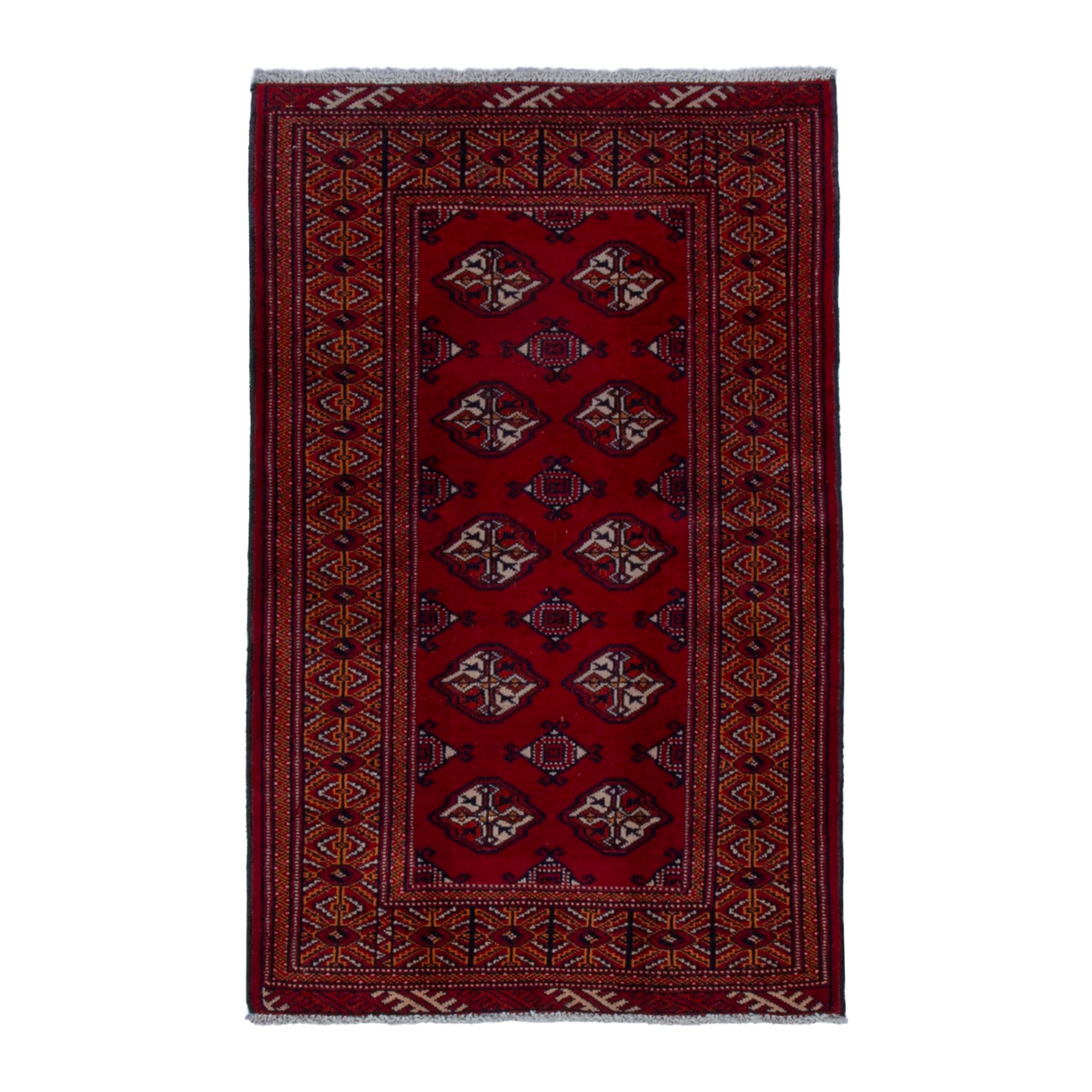 Persian Torkaman accent rug in deep red and burgundy, 2'10" x 4'5"