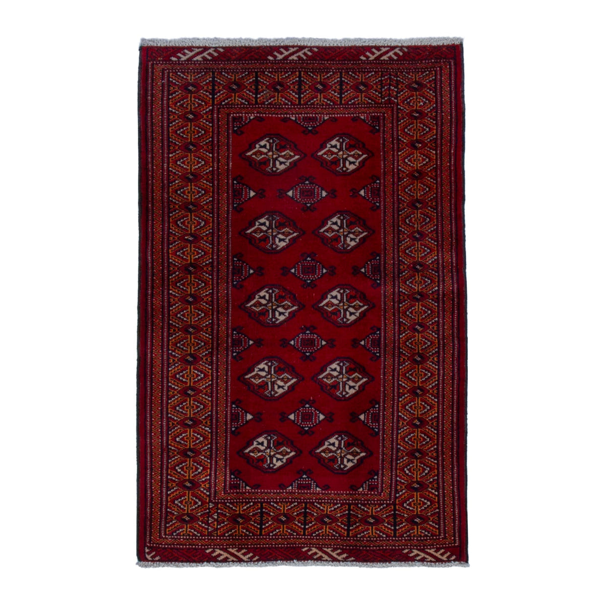 Persian Torkaman accent rug in deep red and burgundy, 2'10" x 4'5"