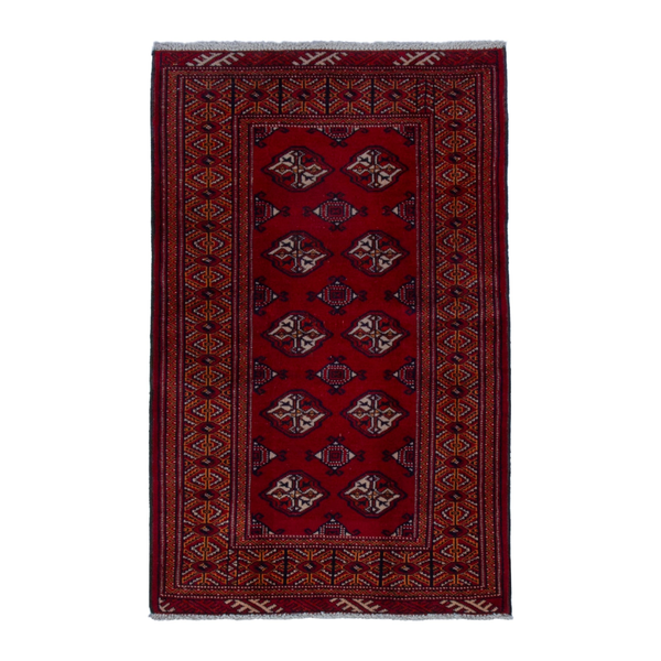 Persian Torkaman accent rug in deep red and burgundy, 2'10" x 4'5"
